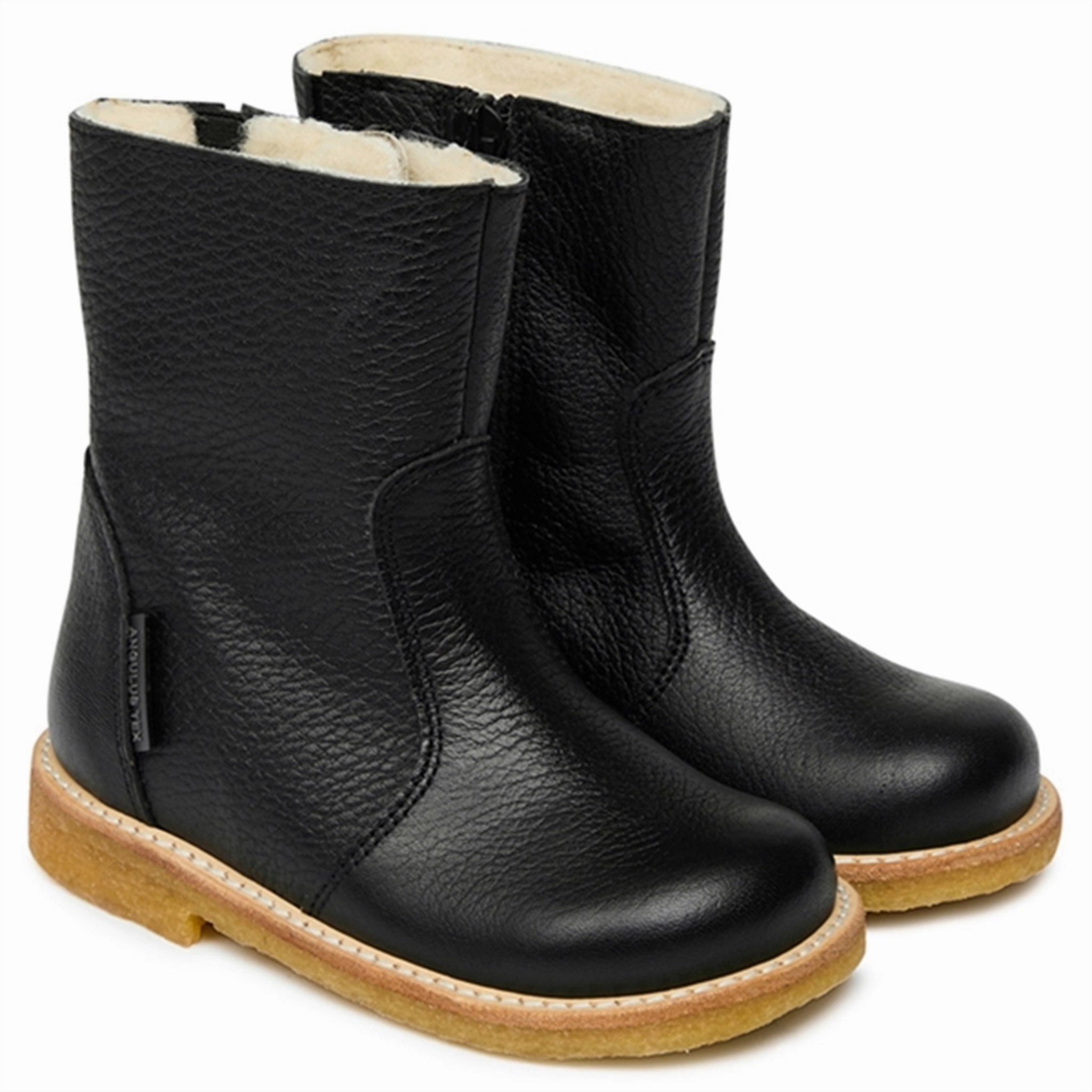 Gloss Shine Angulus Basic Tex Boots w Zipper Black
