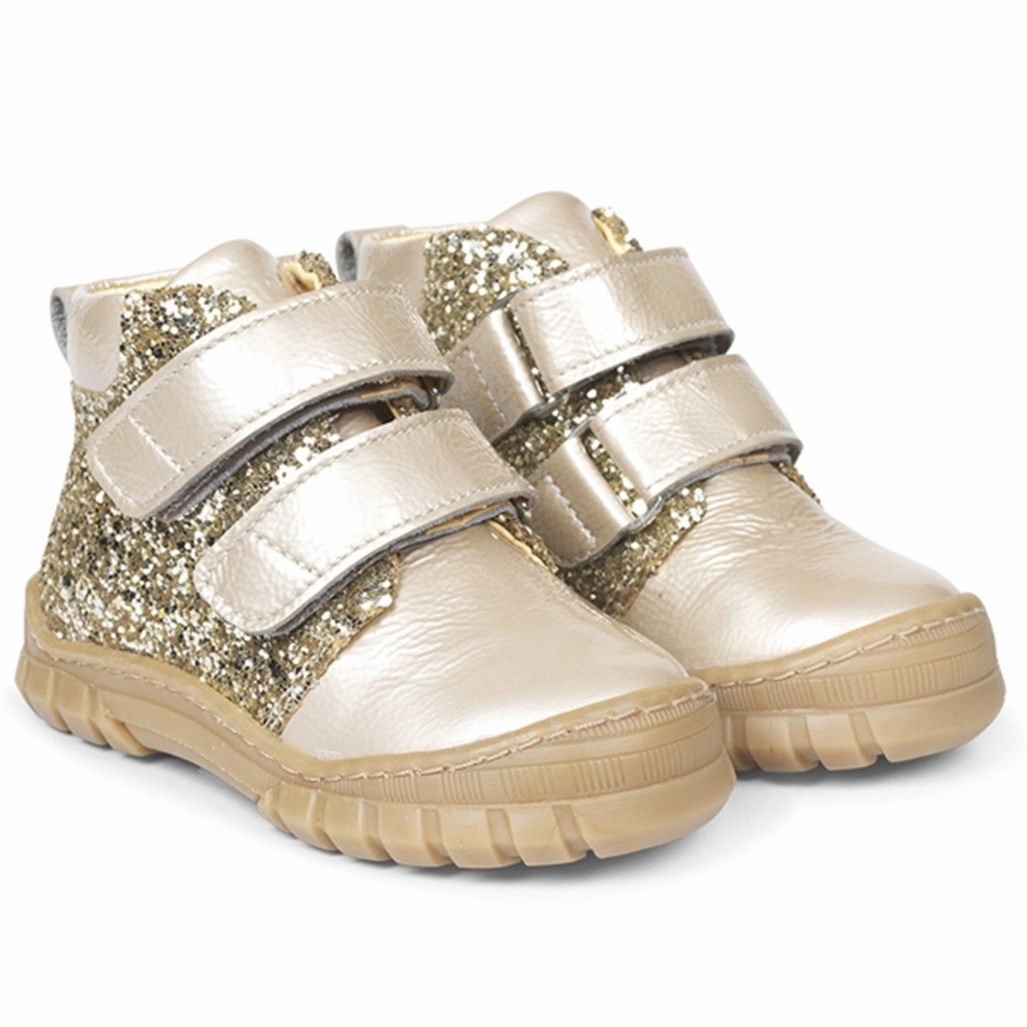 Angulus Beginner Shoes w Velcro Creme/Champagne Glitter All Gender Fit