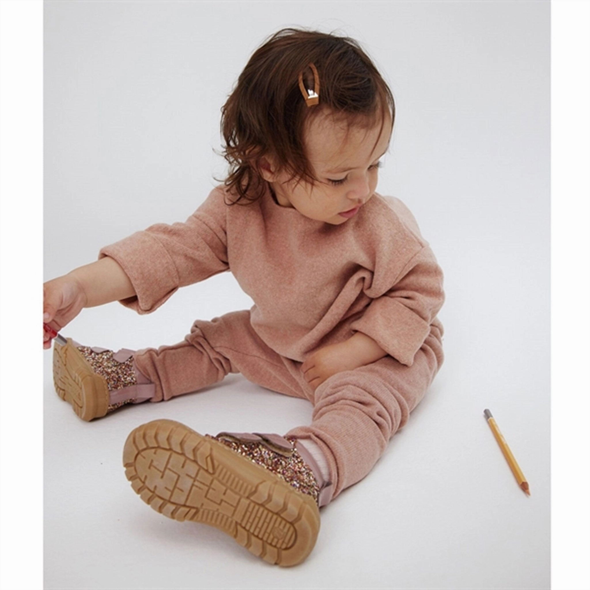 Zero Effort Porous Structure Angulus Beginner Shoes w Velcro Rose/Multi Glitter