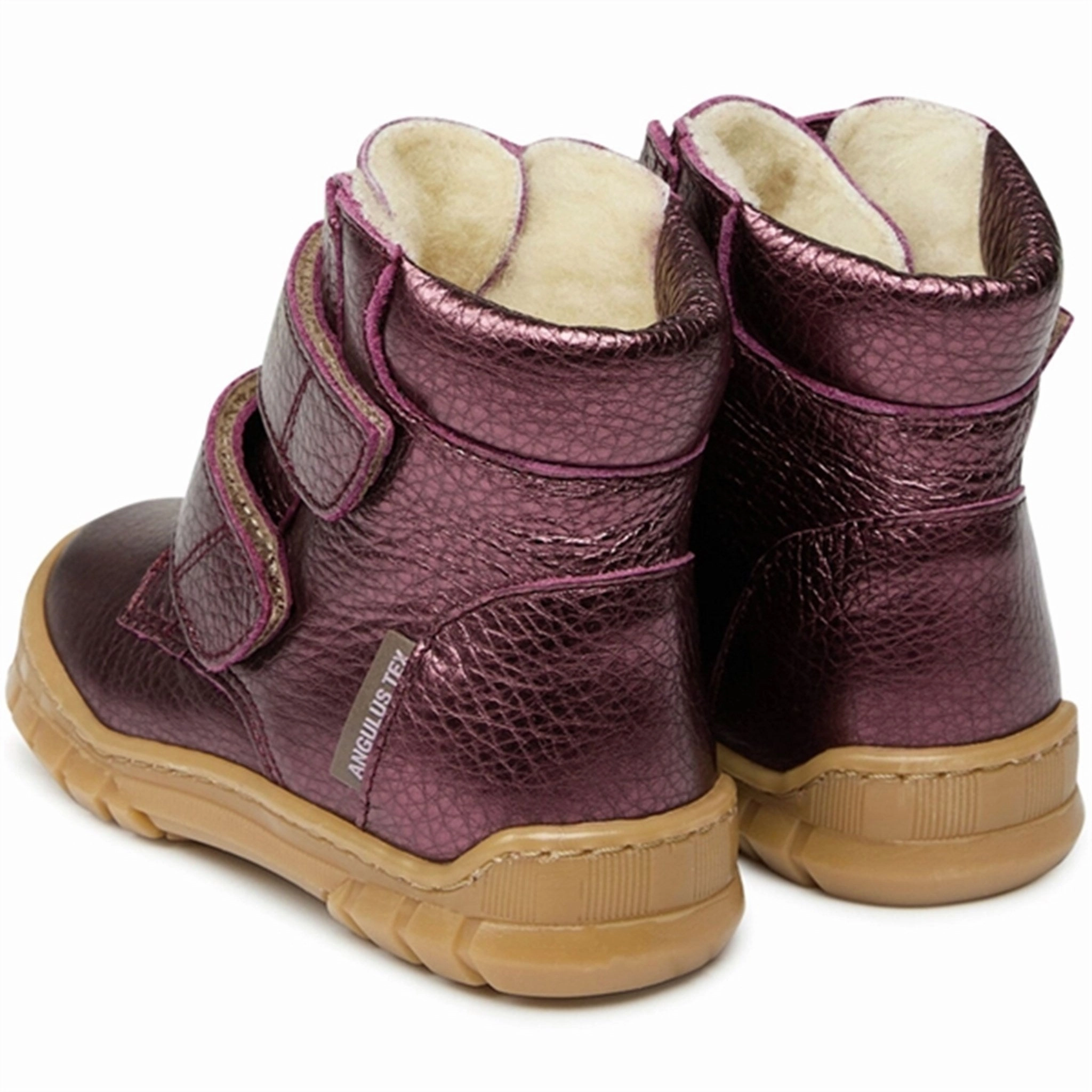 Angulus Beginner Tex Boots w Velcro Plum Shine Feather Light Daily Walks