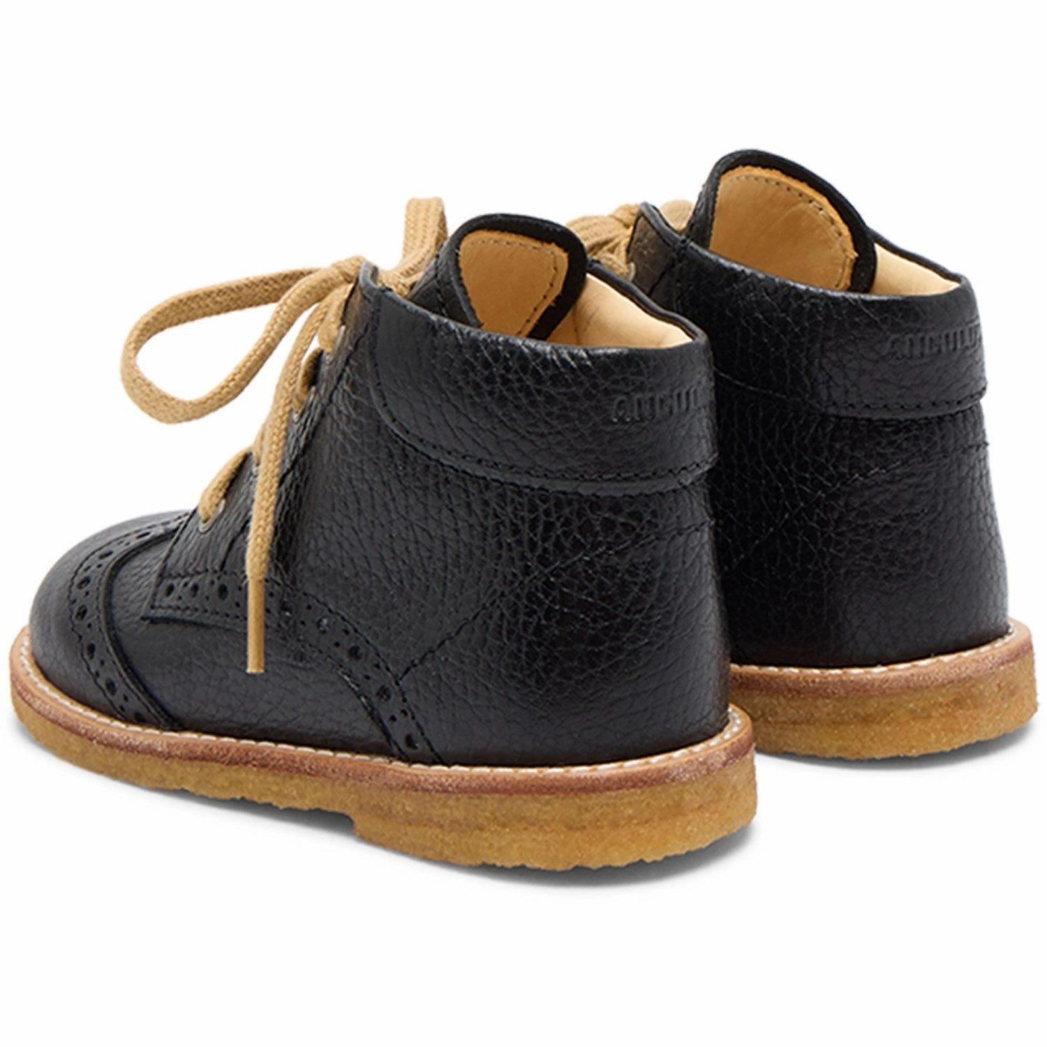 Angulus Black Classic Lace-up Shoe with Brogue Details No Break In