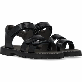 Angulus Black Justerbar Leathersandal Med Velcro Contoured Fit