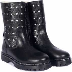 Angulus Black Tex-Boot Med Udstansede S?lvhjerter Heel Stabilizer