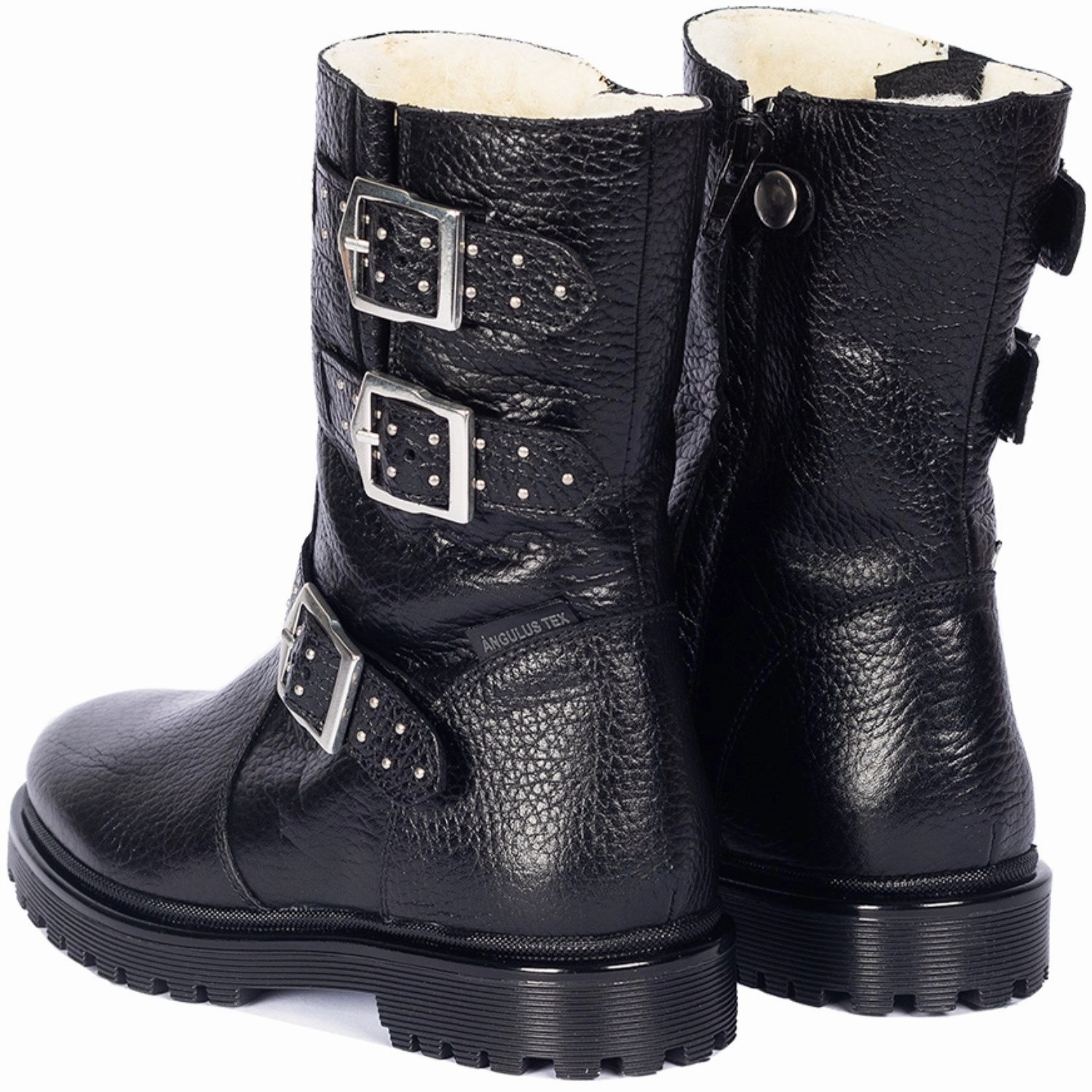 Quick Drying Mountain Climber Shock Absorbing Urban Traveler Angulus Black Tex boot with rivets, buckles and zipper