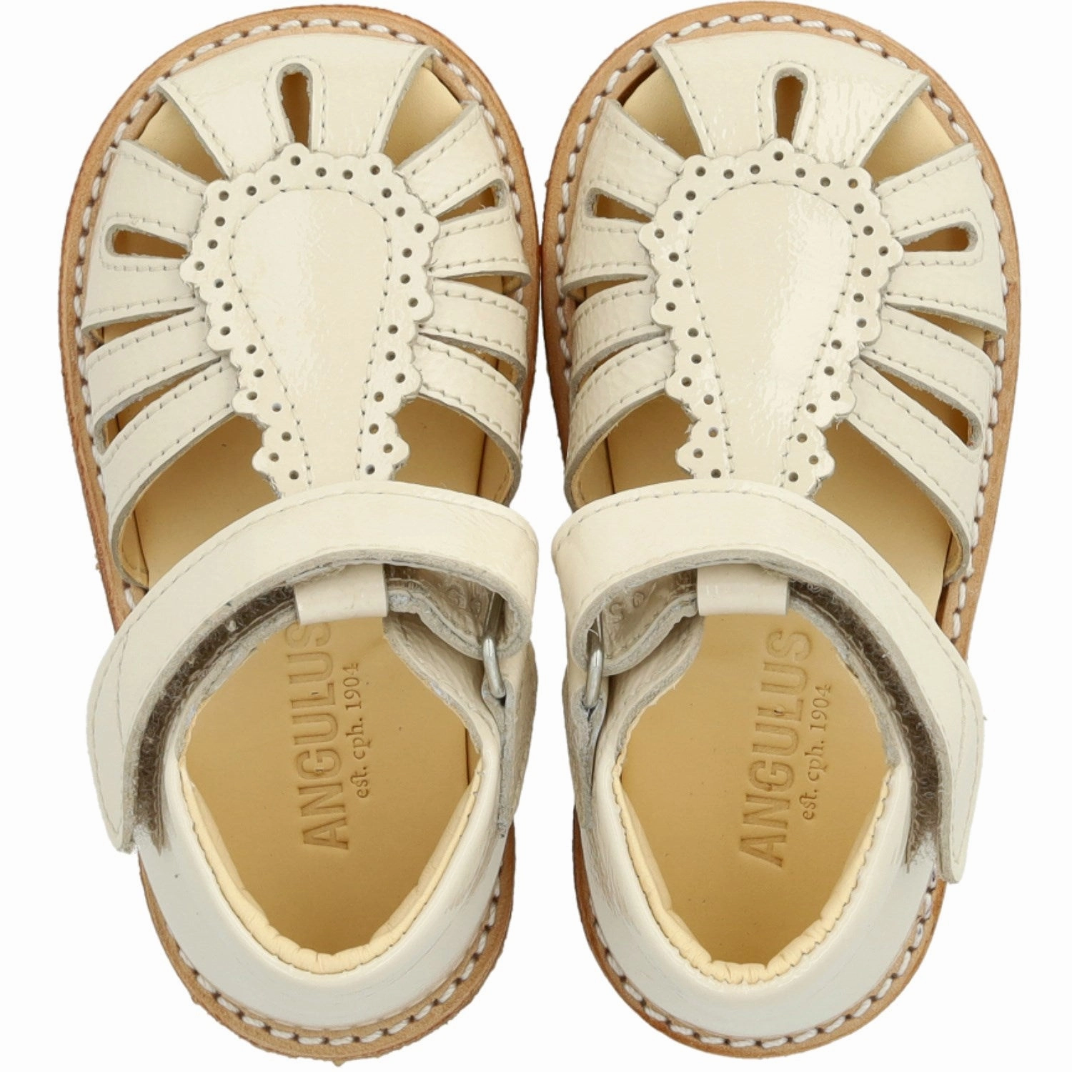 Angulus Buttermilk Beginner Sandal w Velcro Closure Closed Toe Design