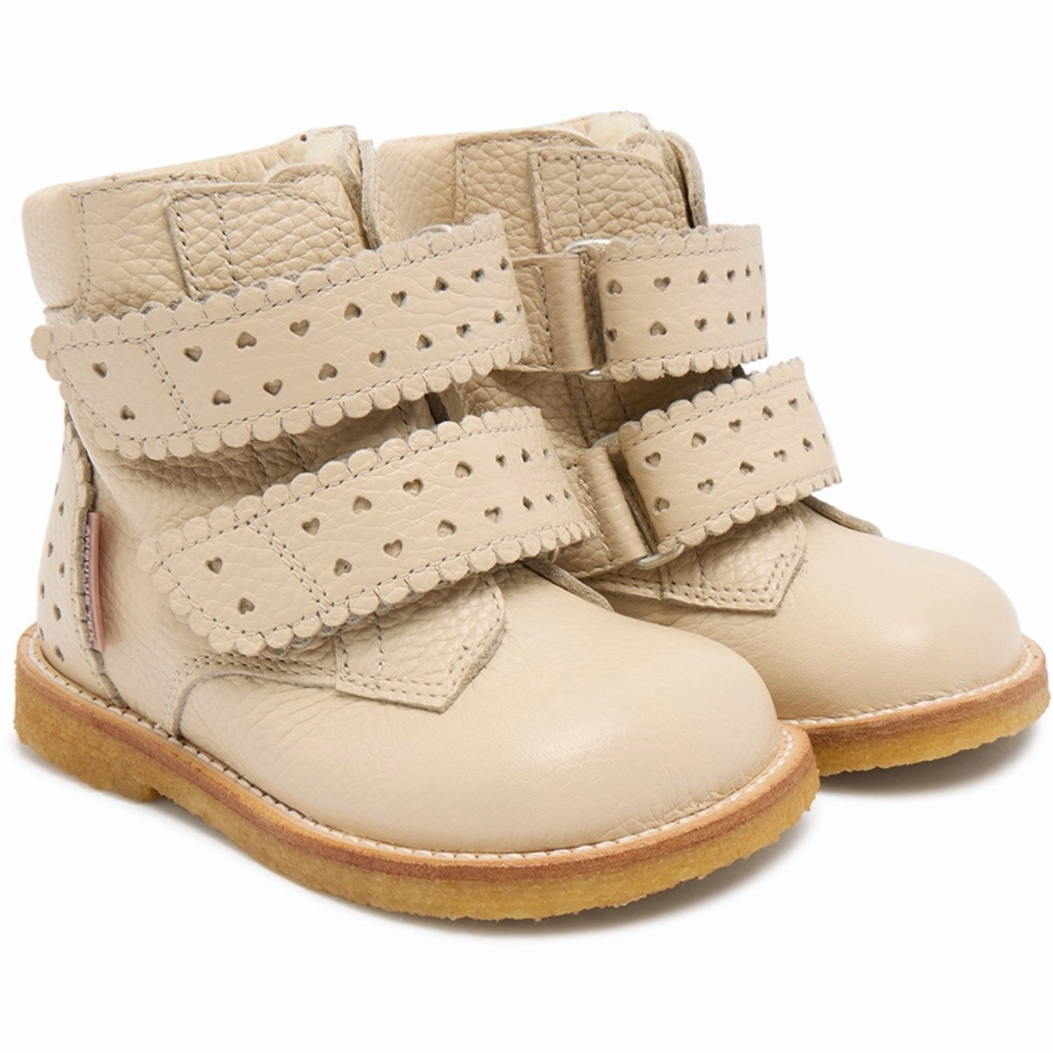 Hiking Boots Angulus Buttermilk Tex-Boot with Hearts and Velcro Closure