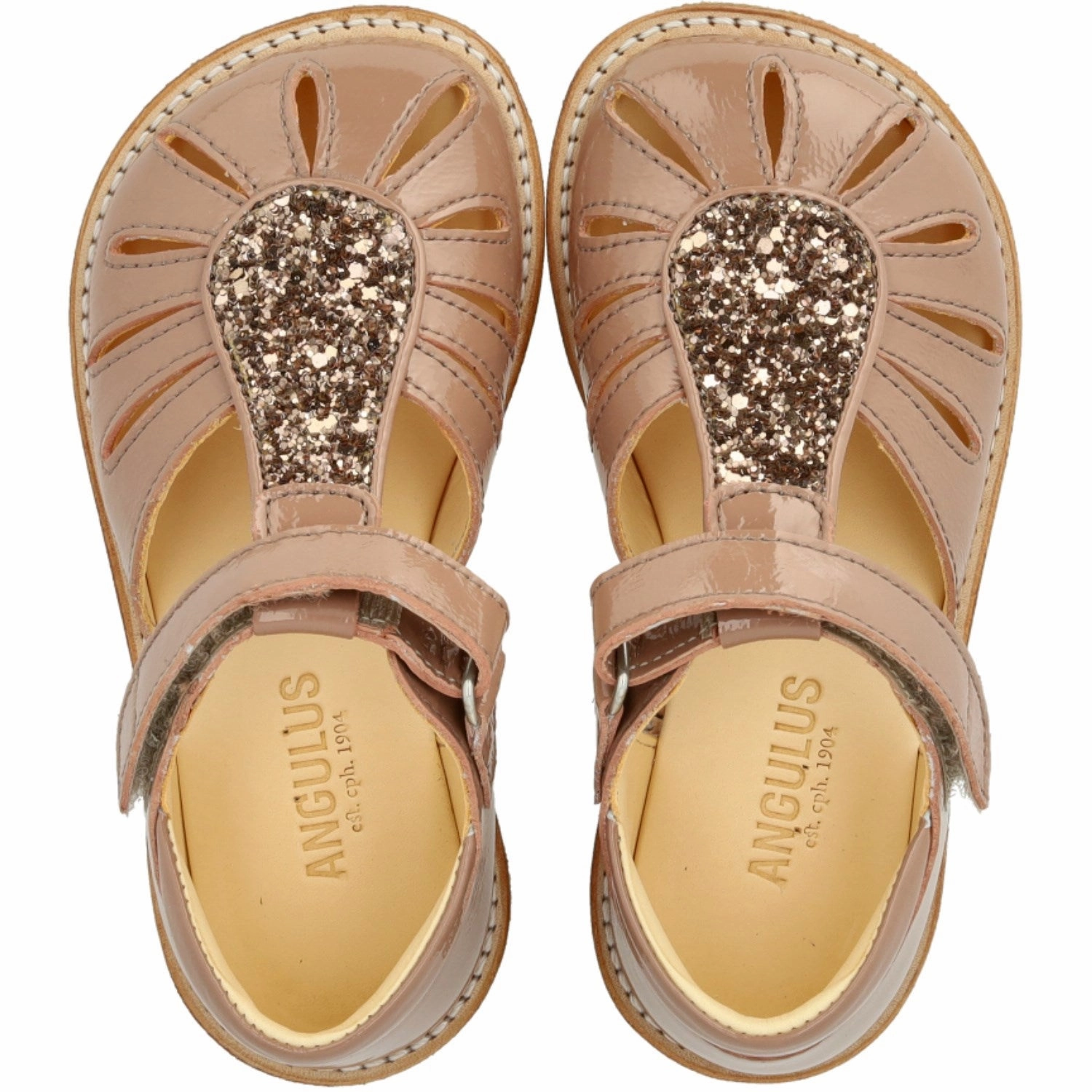 Angulus Clay/Clay Glitter Sandal with Drop Detail in Sparkling Glitter Urban Stroll Non Slip Outsole Grip