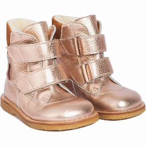 Noise Reducing Heel Cabin Cozy Angulus Copper/Cognac Tex boot with Velcro closure