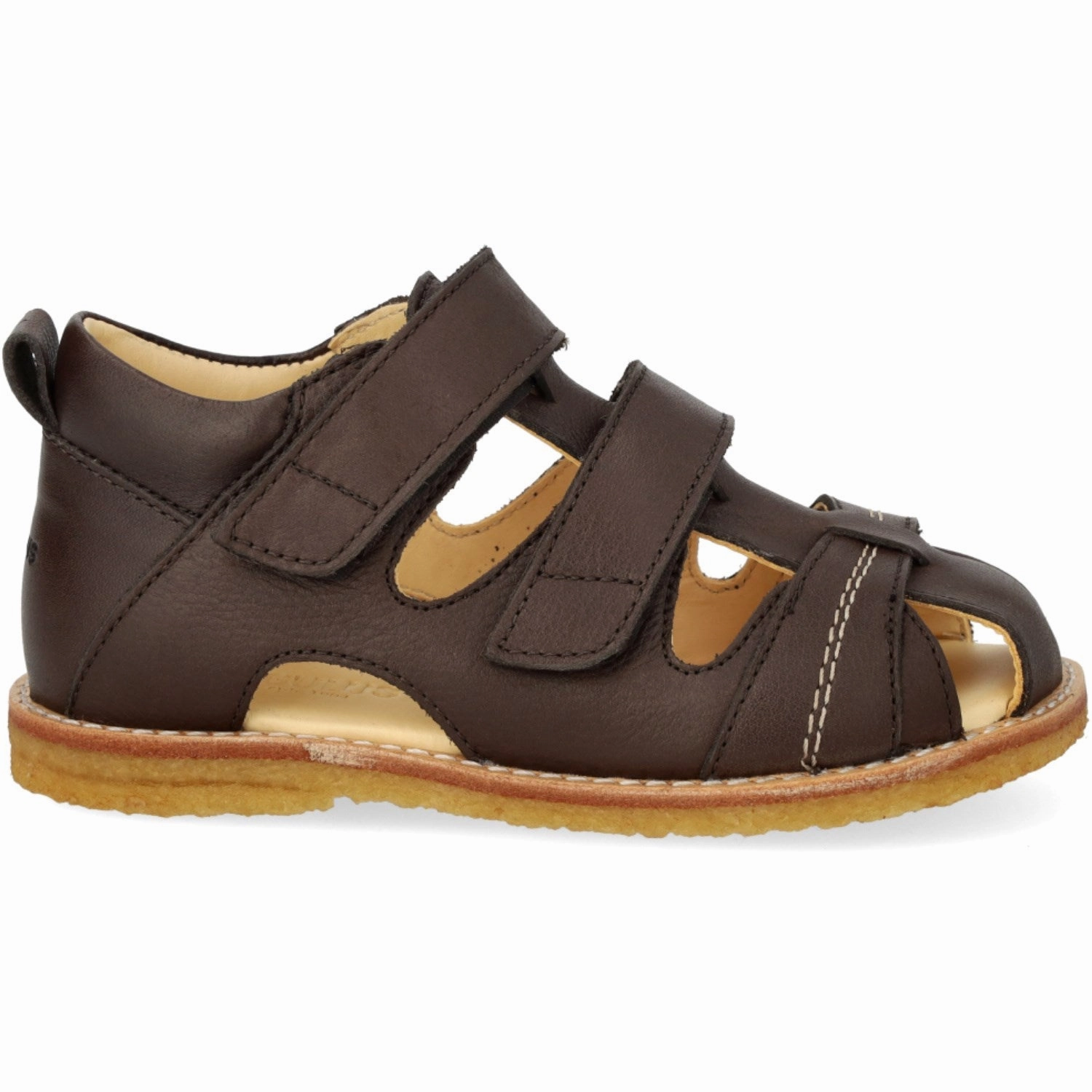 Angulus Dark Brown Beginner Sandal Med Velcro Closure Bead Edge