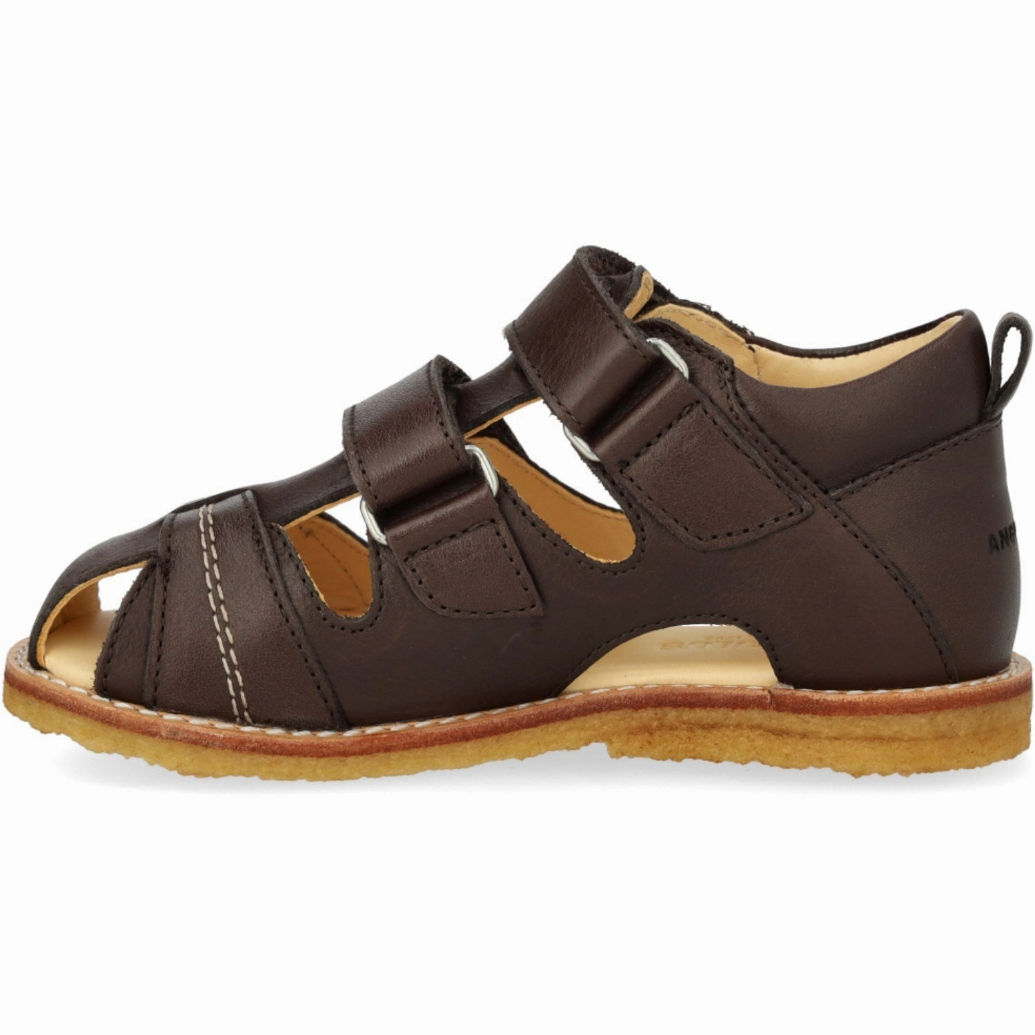 Angulus Dark Brown Beginner Sandal Med Velcro Closure Chic Comfortable