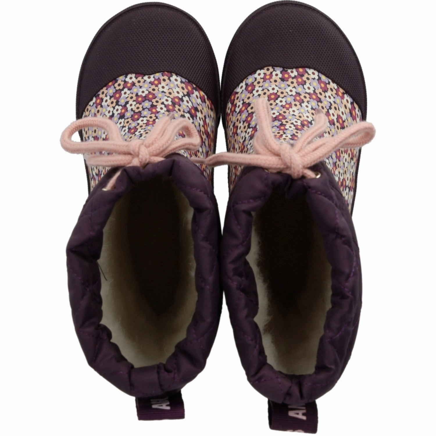 Road Trip Trendy Style Angulus Flowers/Aubergine Rubber Boot Med Woolfor