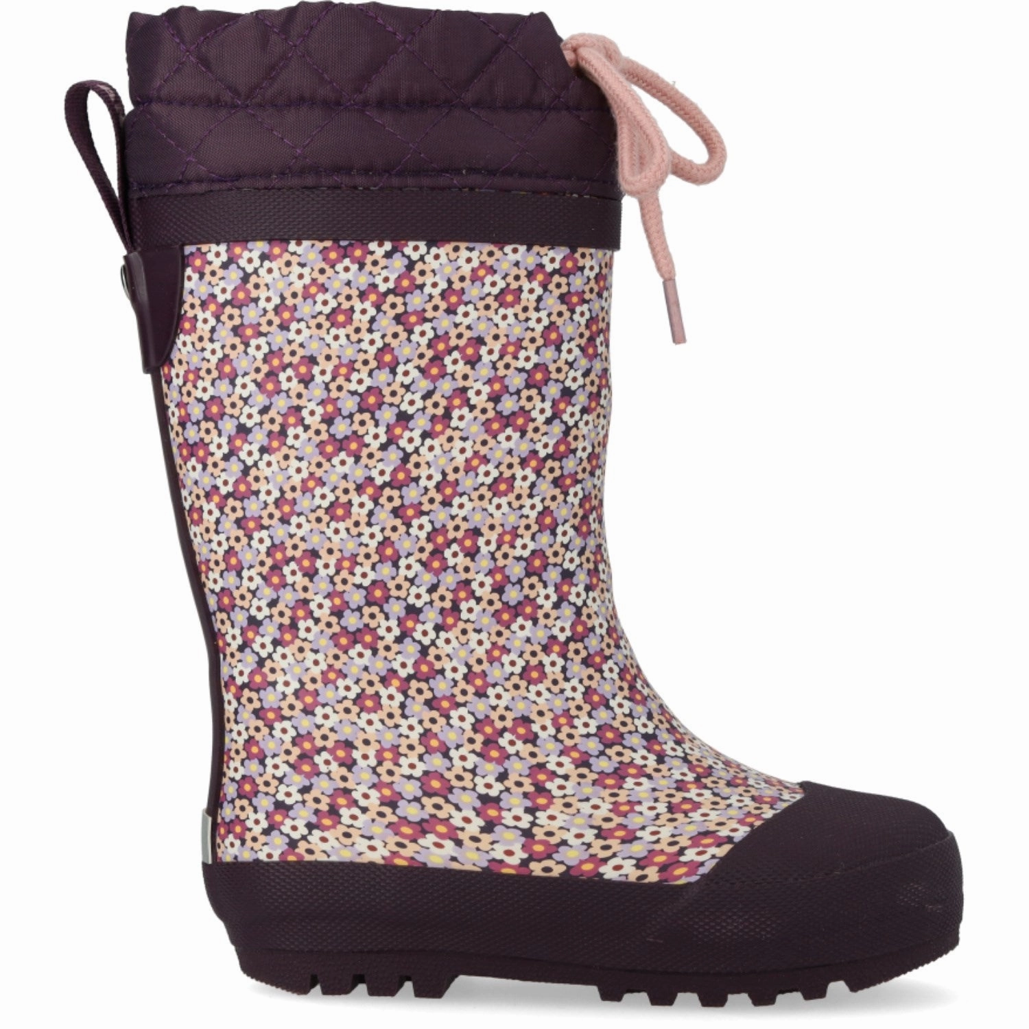 Angulus Flowers/Aubergine Rubber Boot Med Woolfor Premium Cushion Stable Support Snowy Path