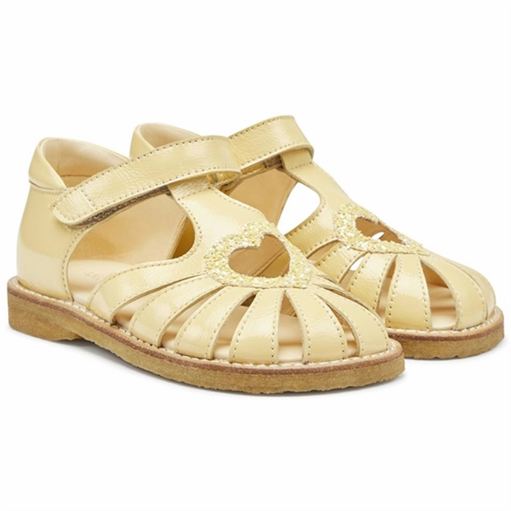 Angulus Hjerte Sandals Mellow Yellow/Pineapple glitter Practical