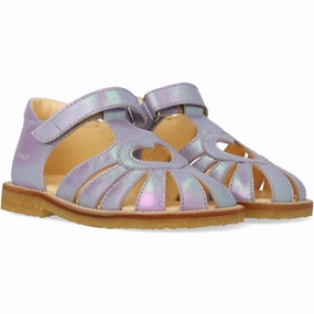Angulus Iridescent Lilac Shine Hjertesandal Med Velcro Closure Relaxed Outdoor Footwear Ultraviolet Resistant Webbing