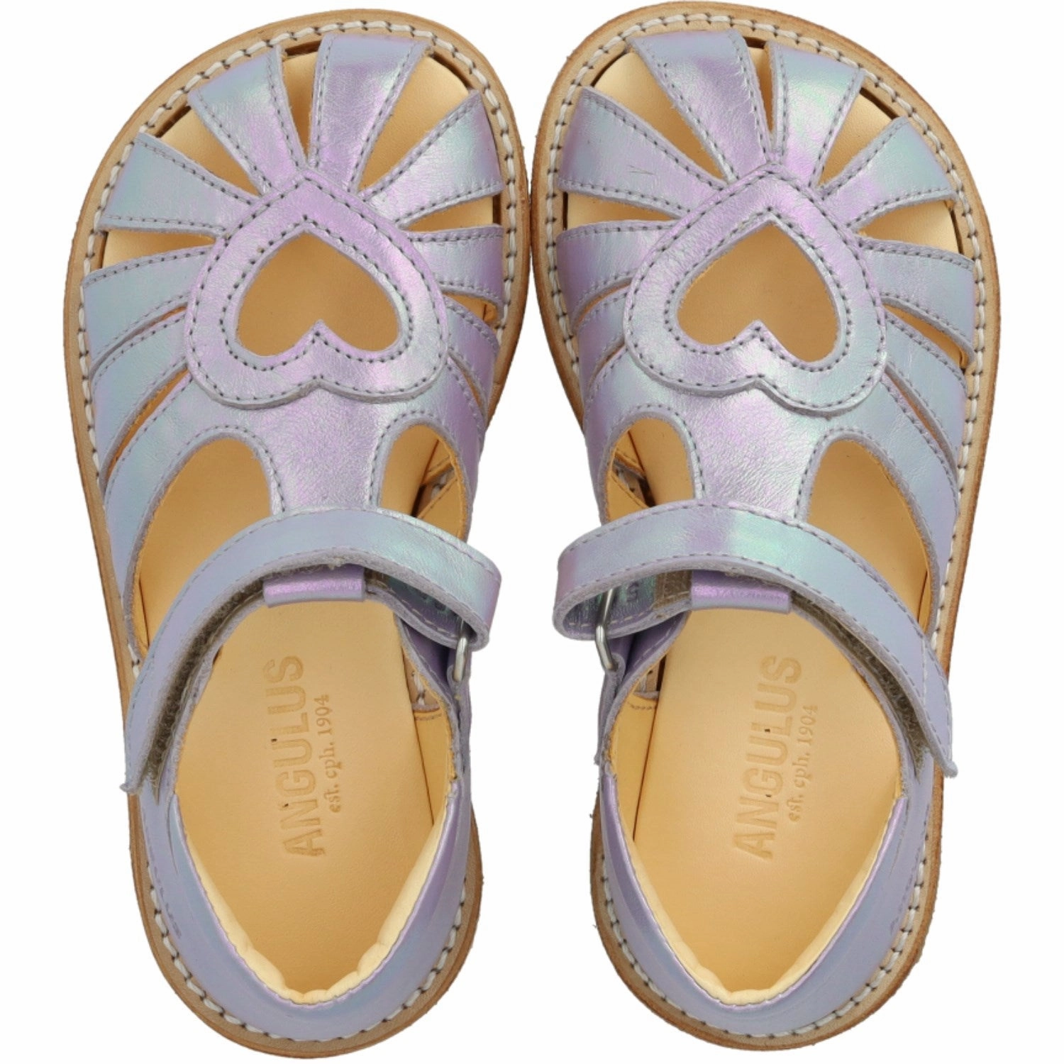 Non Marking Outsole Light Trail Angulus Iridescent Lilac Shine Hjertesandal Med Velcro Closure