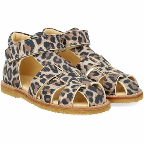 Adjustable Angulus Leopard suede Beginner Sandal Med Velcro Closure