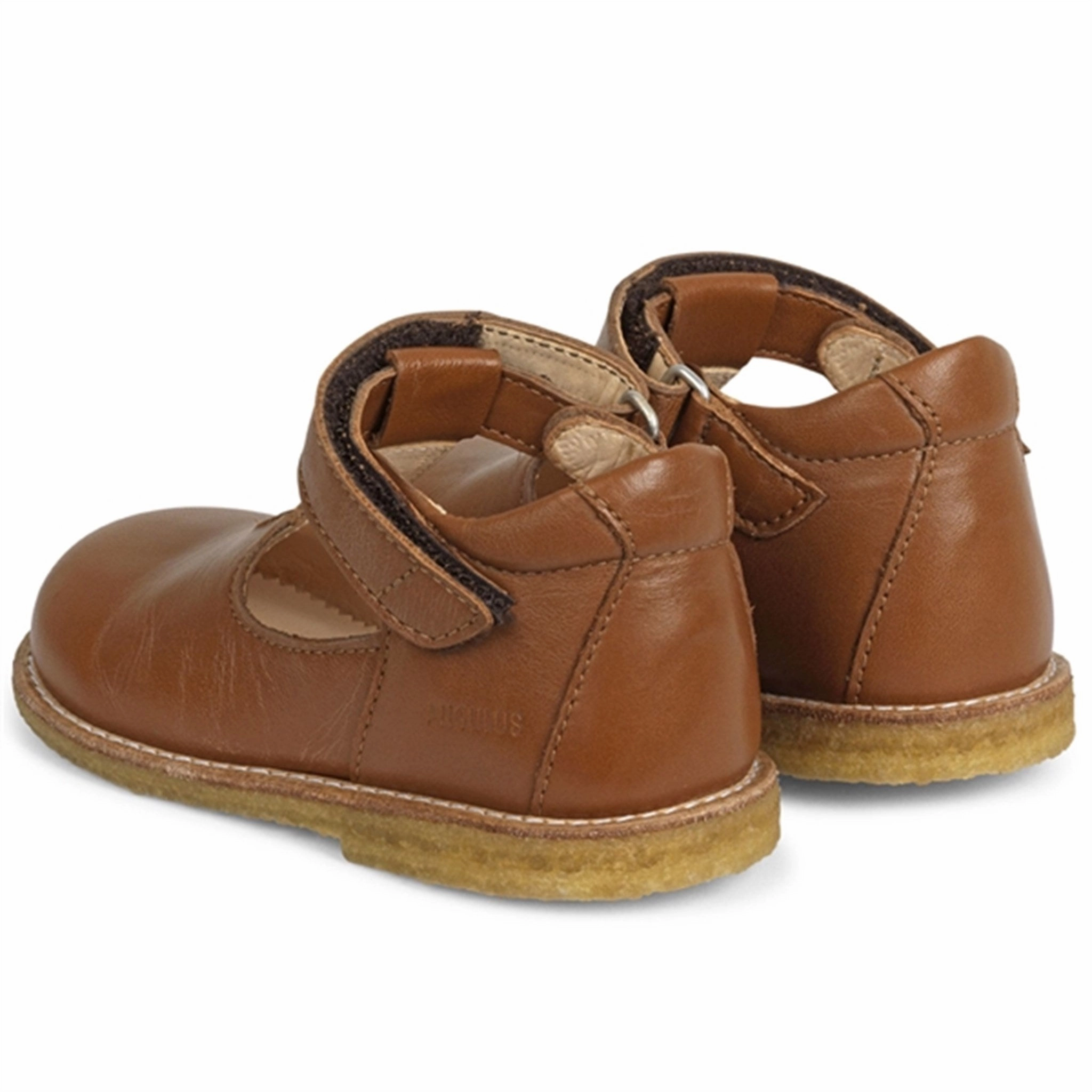 Angulus Mary Jane Shoes w. Heart and Velcro Cognac 3267-101-1545 CasualStyle Antibacterial