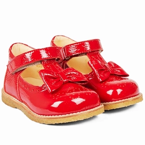 Angulus Mary Janes With Bow Dark Red Abrasion Resistant Edging