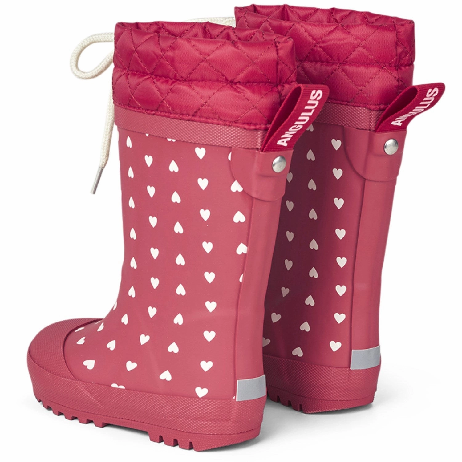 Cozy Lined Ultimate Style Angulus Red Hearts Print Rubber Boot