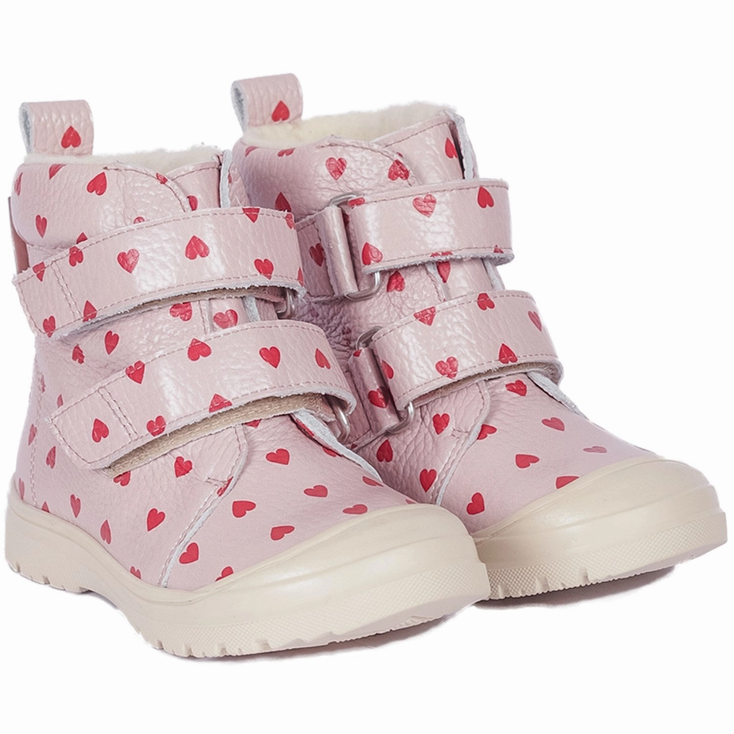 Angulus Rose Hearts Tex-Boot With Heart Print And Wool Lining Elastic Collar Shock Absorbing Functional Minimalist