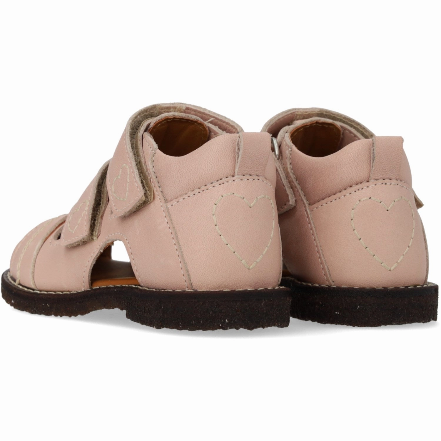 Angulus Rosebud Beginner Sandal Med Kontrast Hjertebroderi Durable Travel Footwear Neutral Color