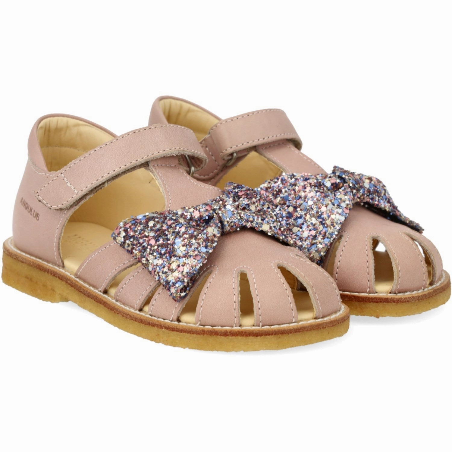 Moisture Wicking Inner Layer Light Design Angulus Rosebud/Pastel multi glitter Sandal Med Glittersl?jfe Og Velcro Closure
