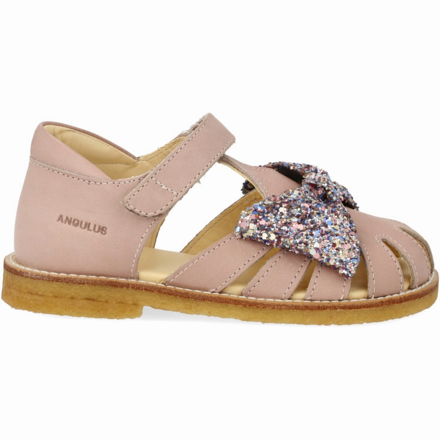 Angulus Rosebud/Pastel multi glitter Sandal Med Glittersl?jfe Og Velcro Closure Open Toe Footwear