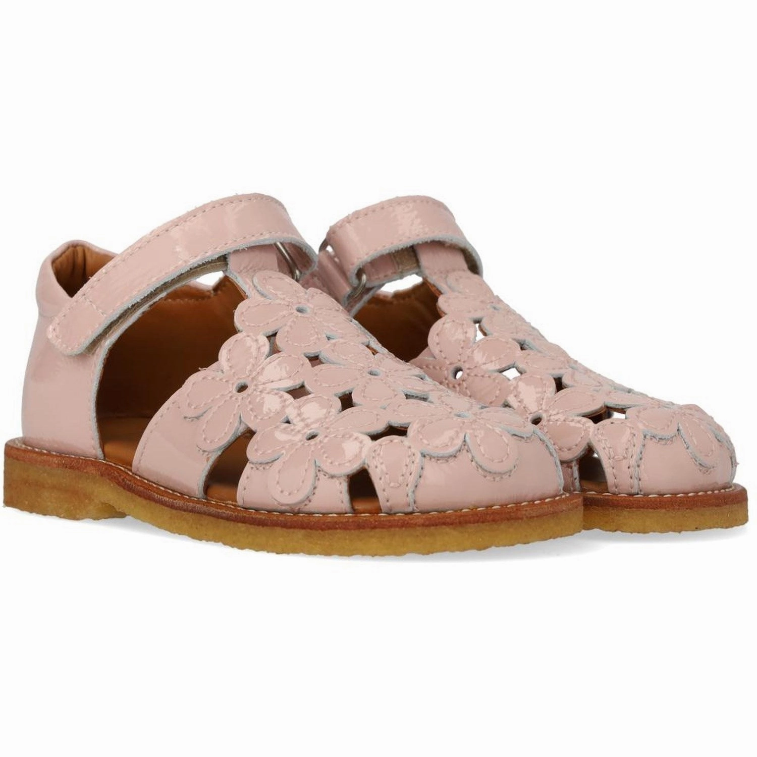 Practical Walking Shoes Reinforced Stress Points Angulus Rosebud Sandal Med Blomsterdetaljer