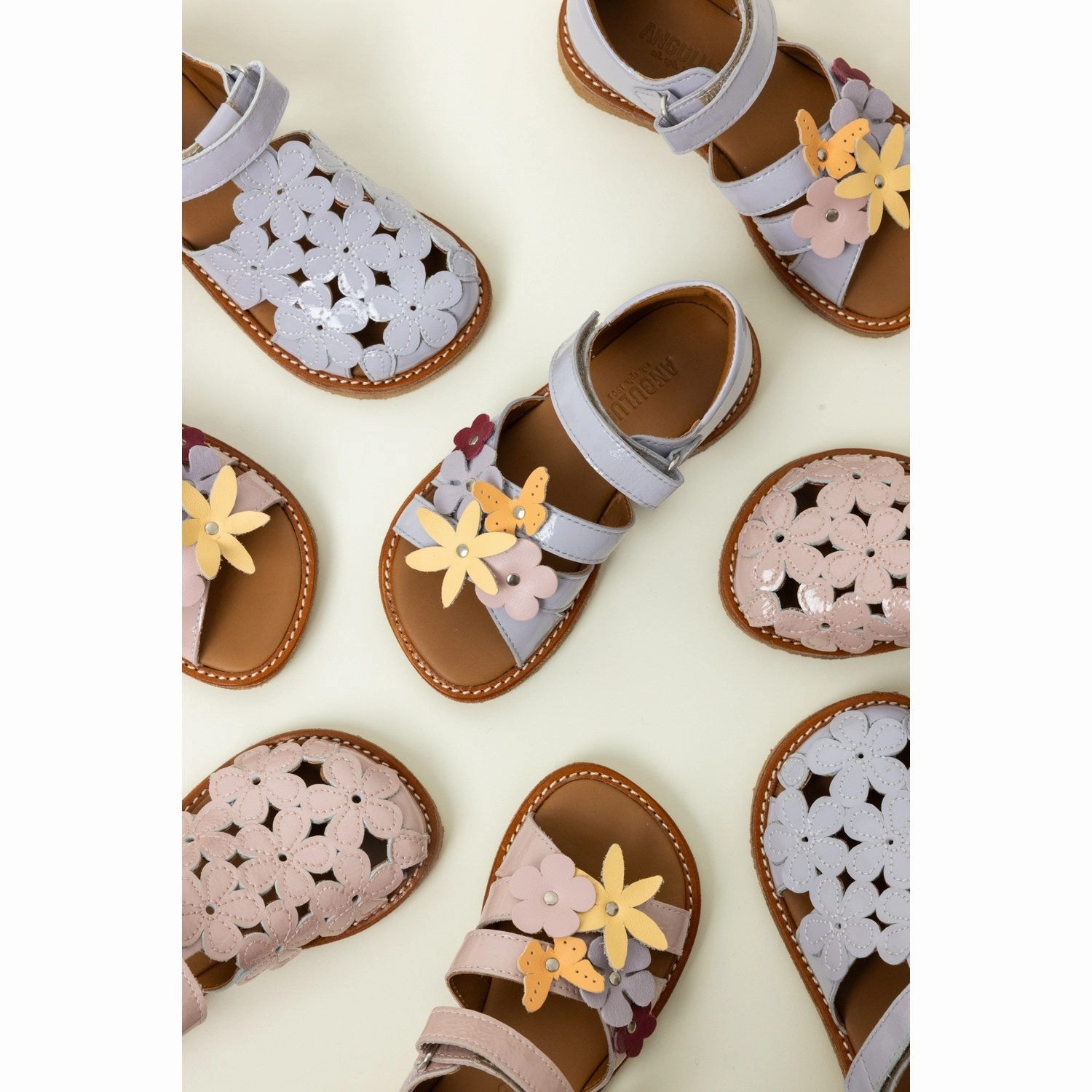 Angulus Rosebud Sandal with Multicolored Floral Appliques Anti   Bacterial Instant Relaxation