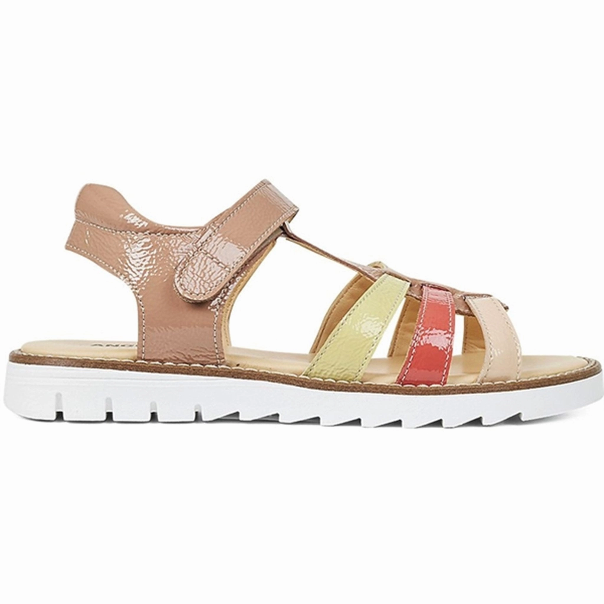 Angulus Sandal W. T-strap And Velcro Dark Peach/Peach/Coral/Light Yellow Light Slip