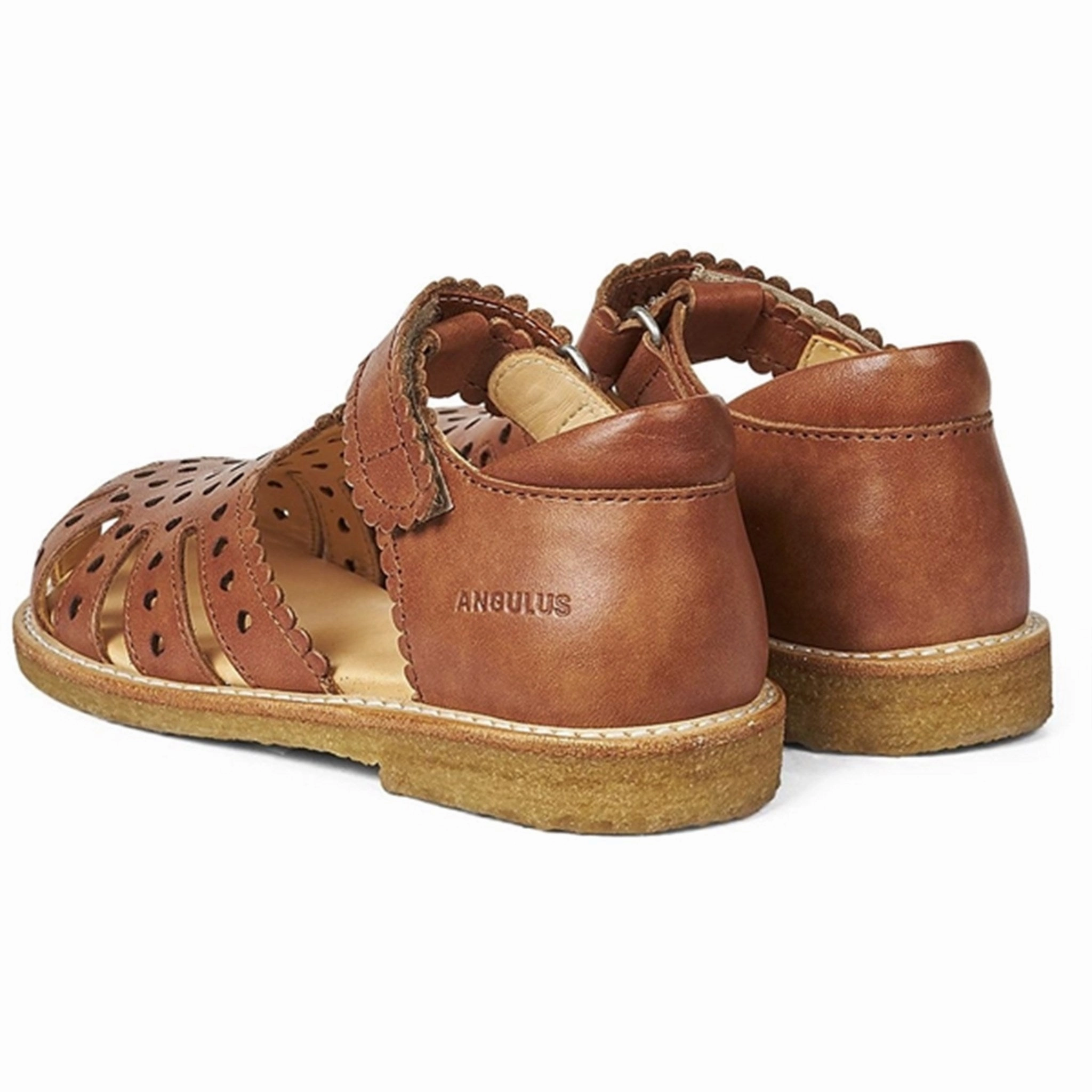 Angulus Sandal W. Velcro And Hearts Tan Outdoor Relaxation Shoes