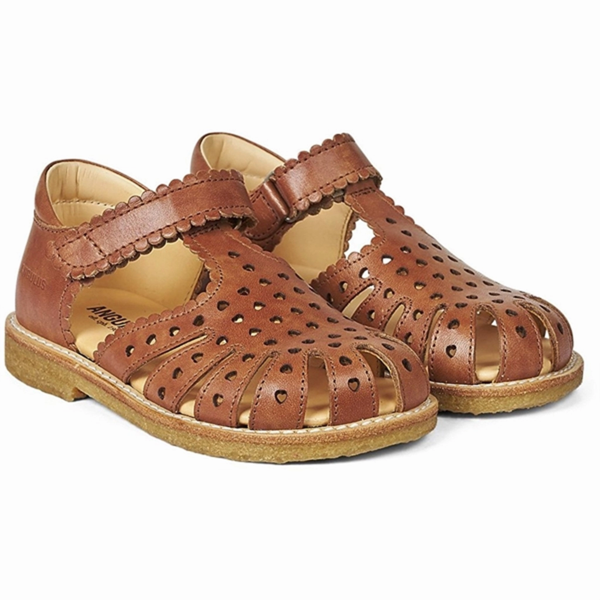 Wrap Tie Angulus Sandal W. Velcro And Hearts Tan