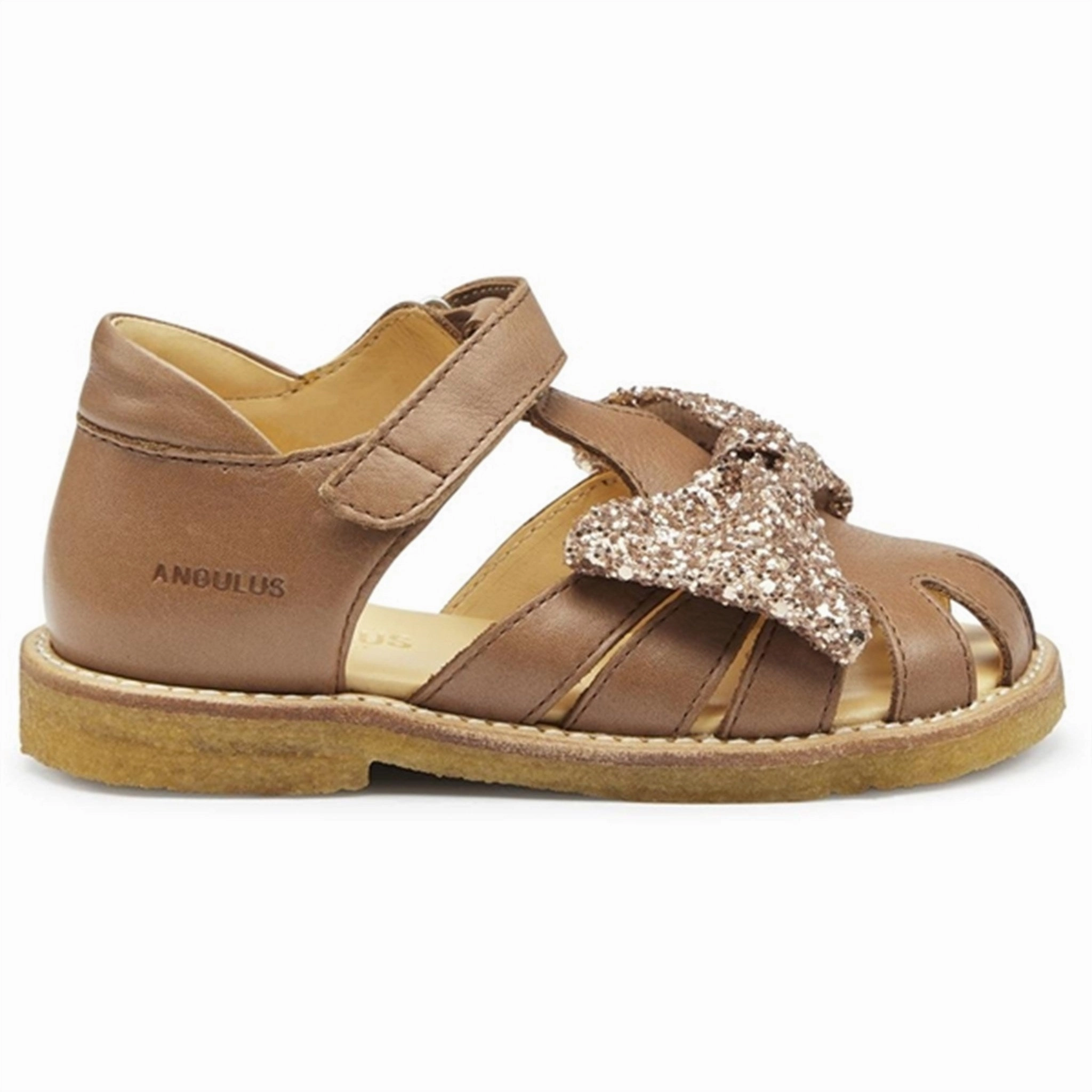 packable Skin Breath Angulus Sandals Almond/Maple Glitter