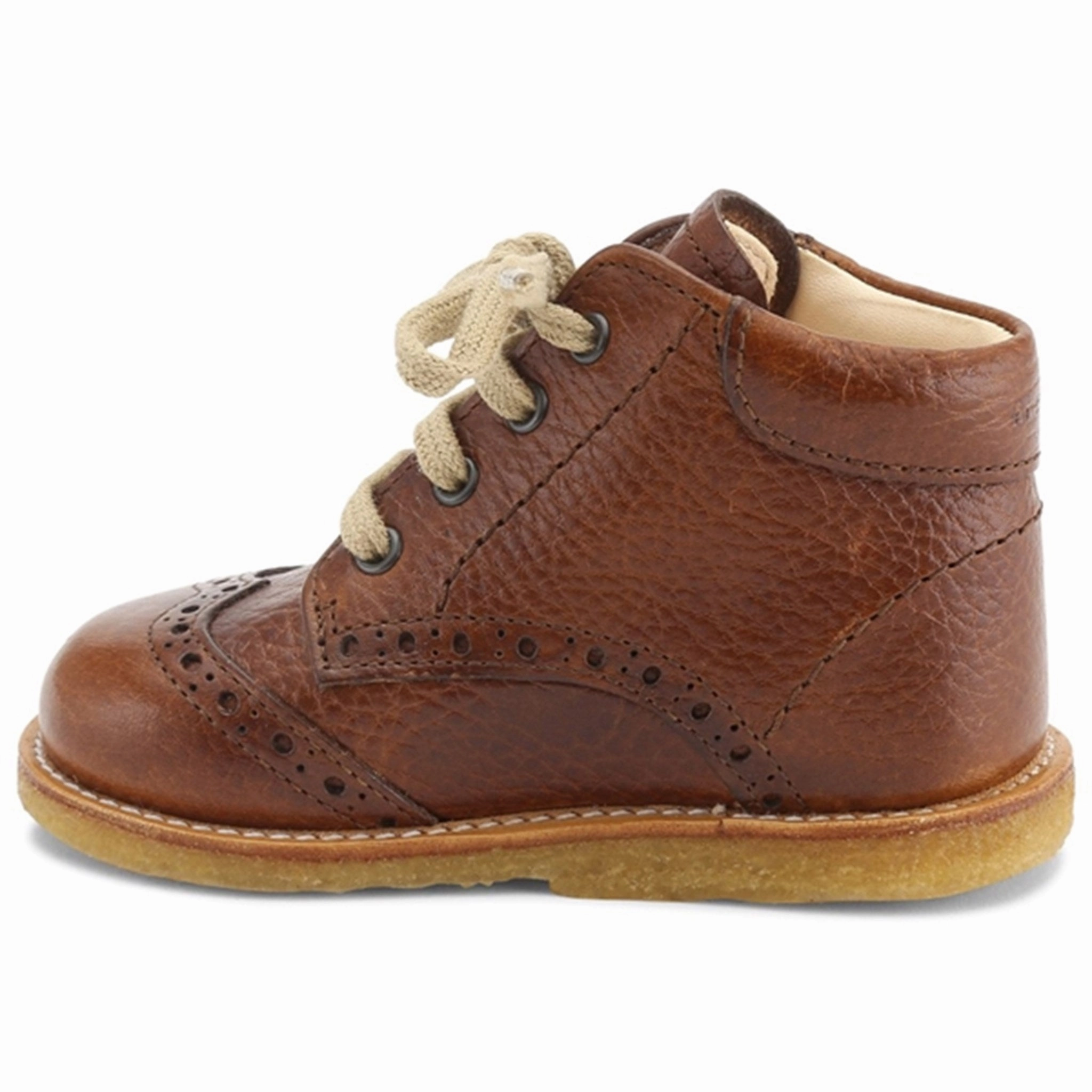 LeatherMaterial Flexible Comfort Angulus Shoe With Laces Cognac