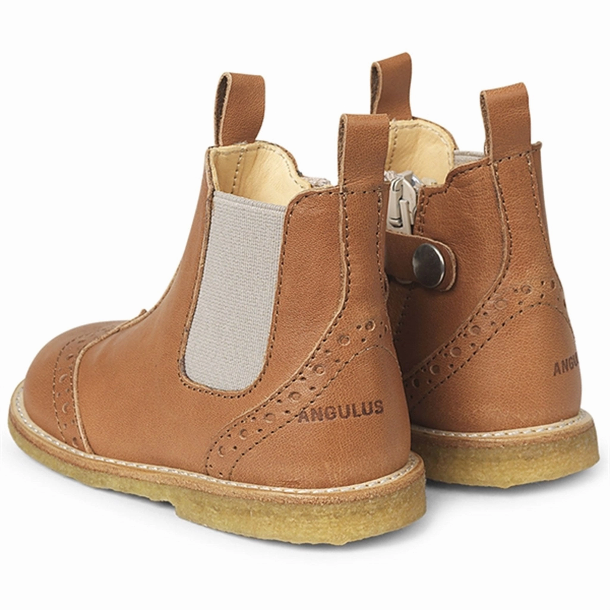 Angulus Starter Boot w. Zip Cognac/Beige 6024-101-7511-1545-010 Cushioned Step All Day Worker Kid Fun