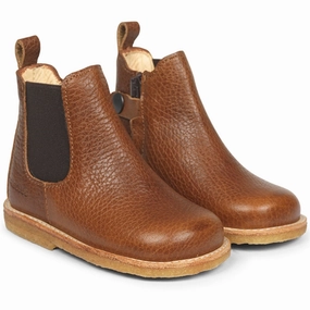 Angulus Starter Chelsea Boots With Lace And Zipper Medium Brown Fashion-Ready SlipOn