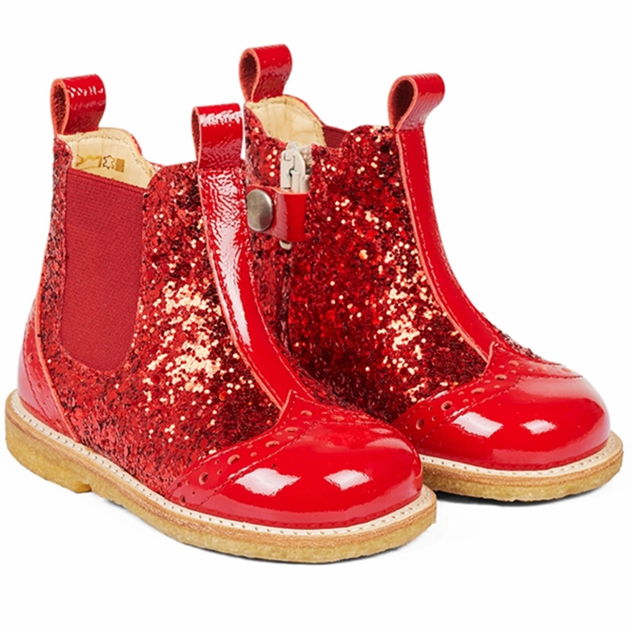 Angulus Starter Chelsea Boots With Zipper Red/Red/Red Elastic Bare Feel