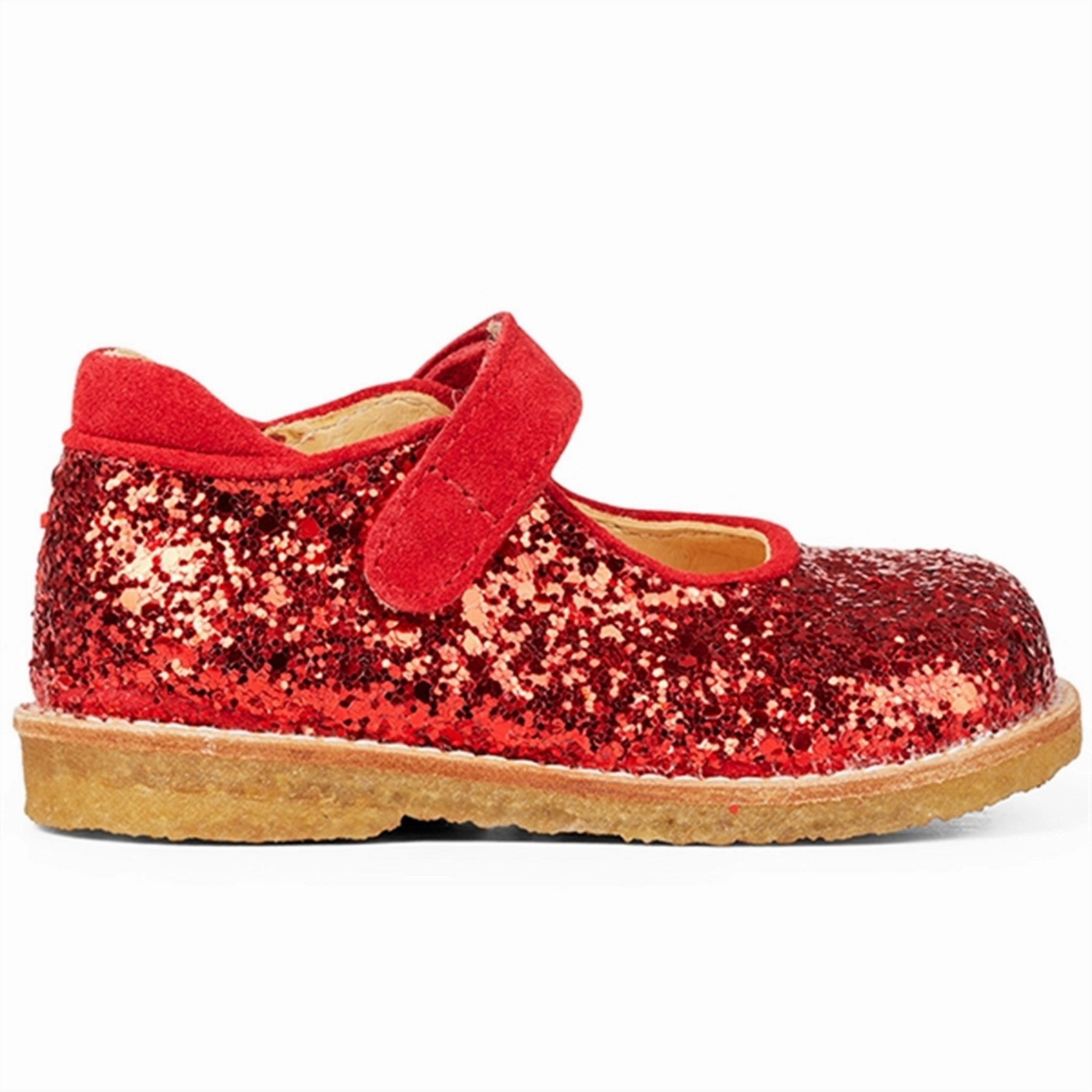 Angulus Starter Mary Janes With Velcro Red/Red Glitter Anti Slip Multi Density Traction