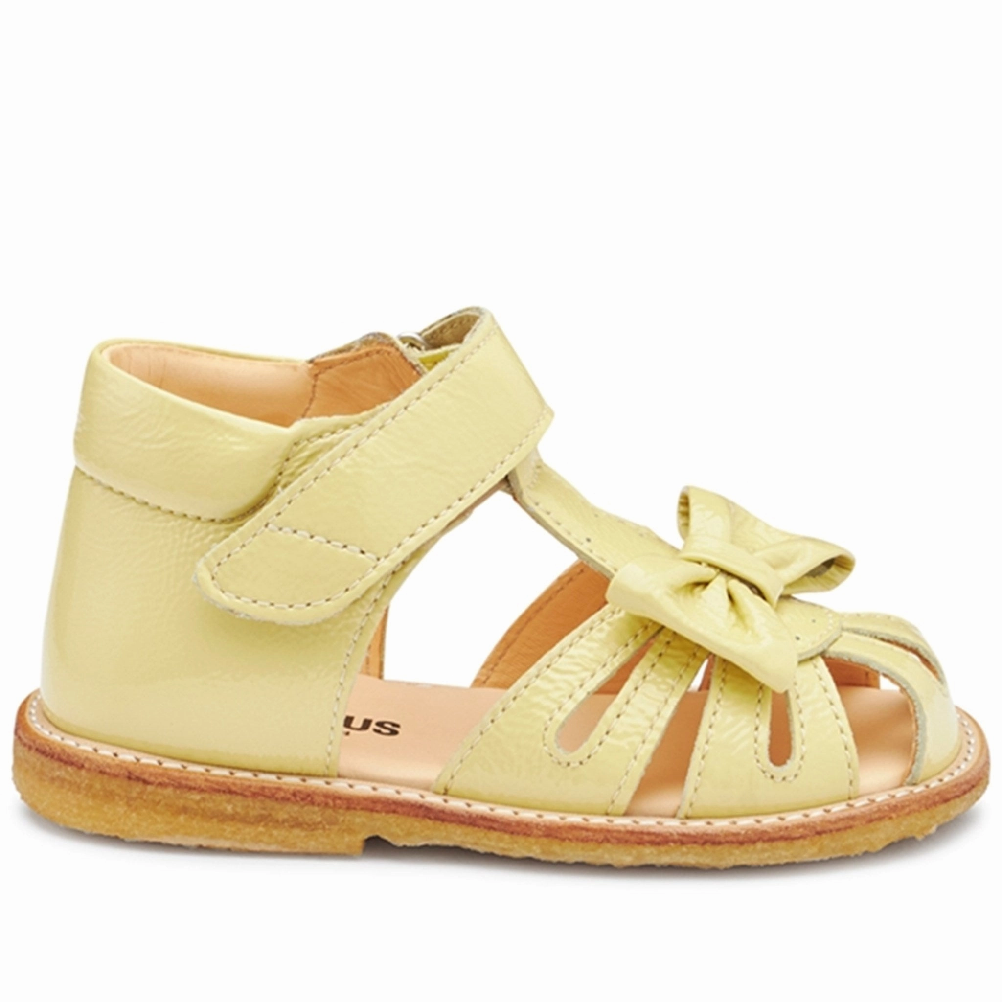 Angulus Starter Sandal W. Bow And Velcro Light Yellow Cool Touch
