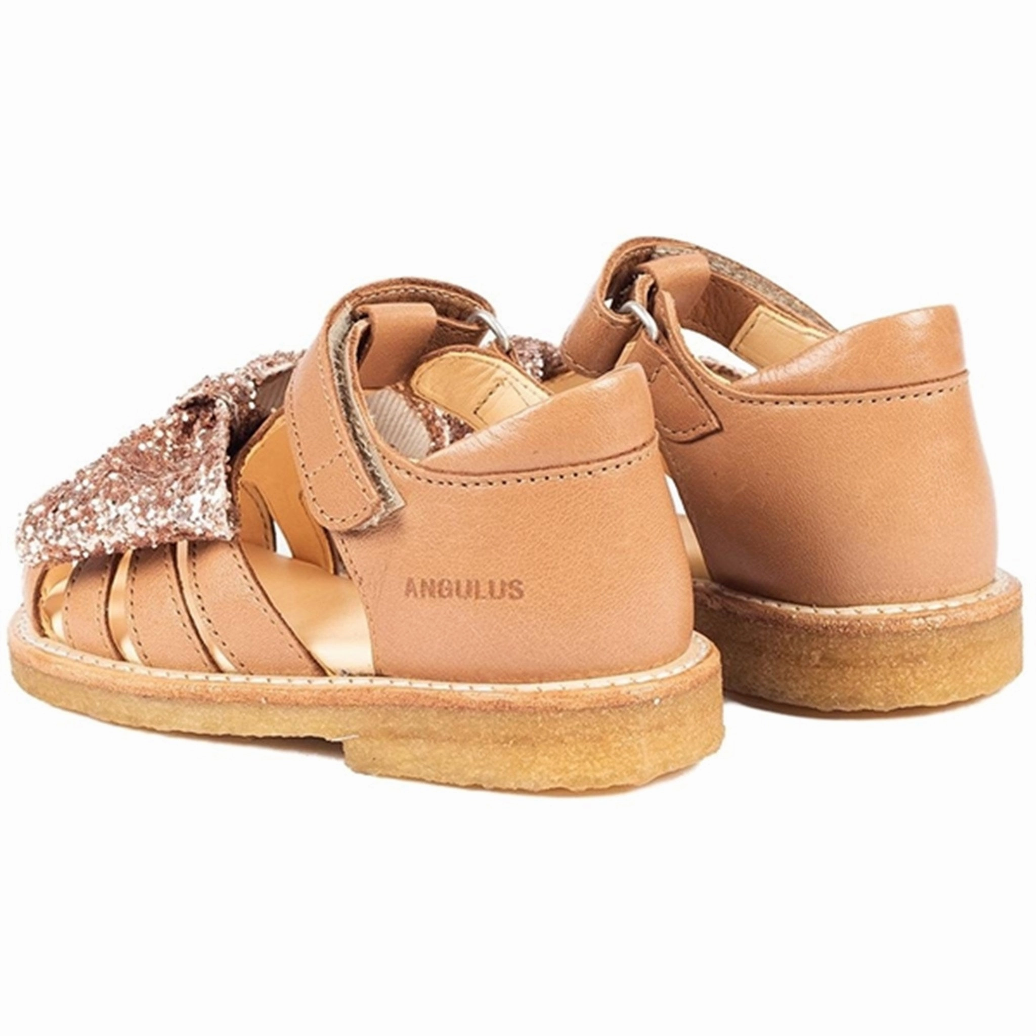 Travel-Ready Comfort Anti Bacterial Lining Angulus Starter Sandals Almond/Maple Glitter