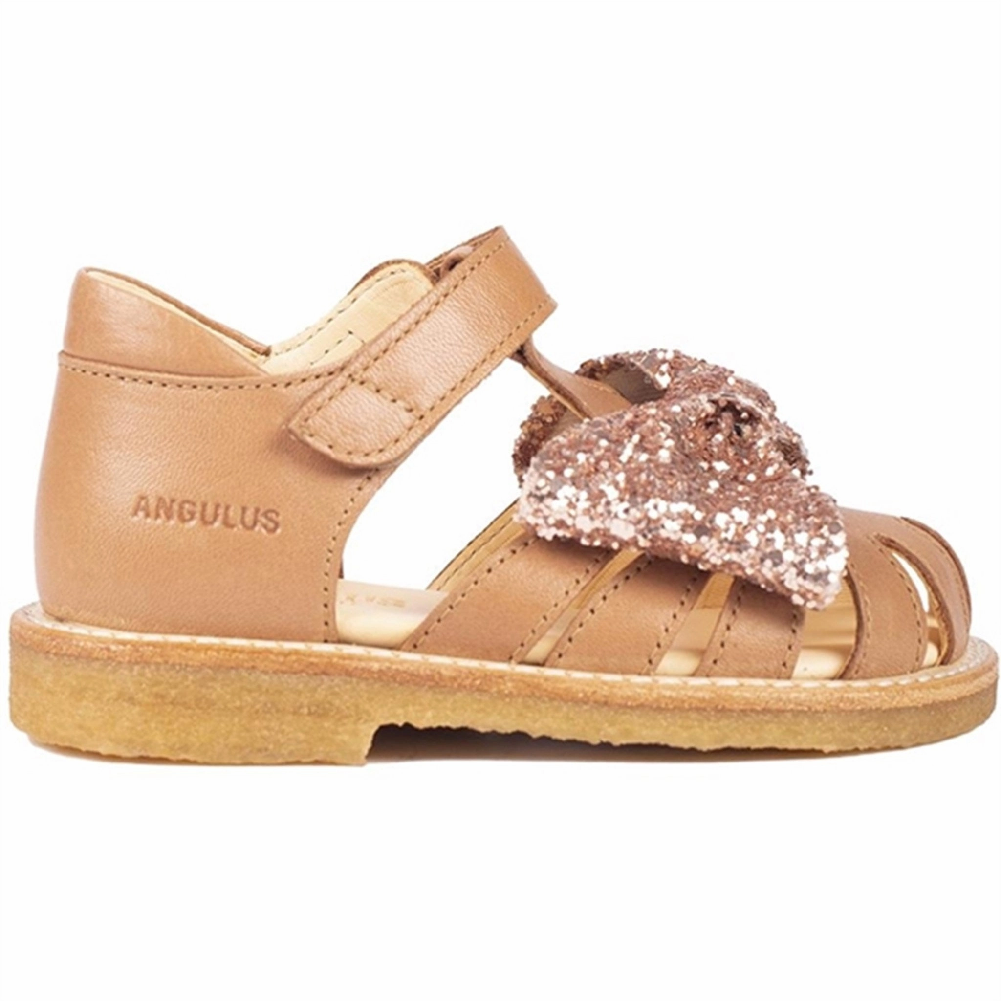 Breathable Footbed Eco Conscious Design Angulus Starter Sandals Almond/Maple Glitter