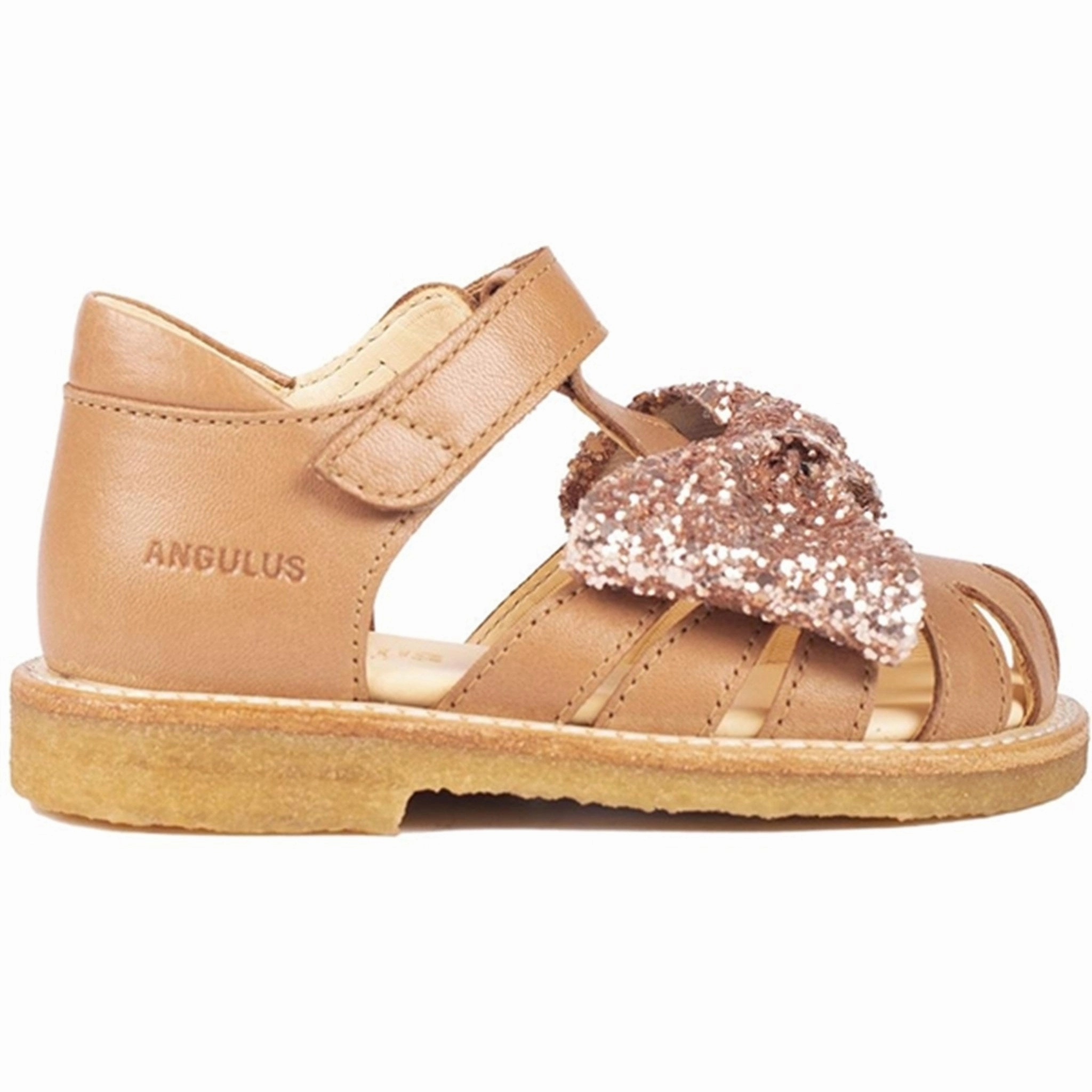 Angulus Starter Sandals Almond/Maple Glitter Handmade Plantar Support
