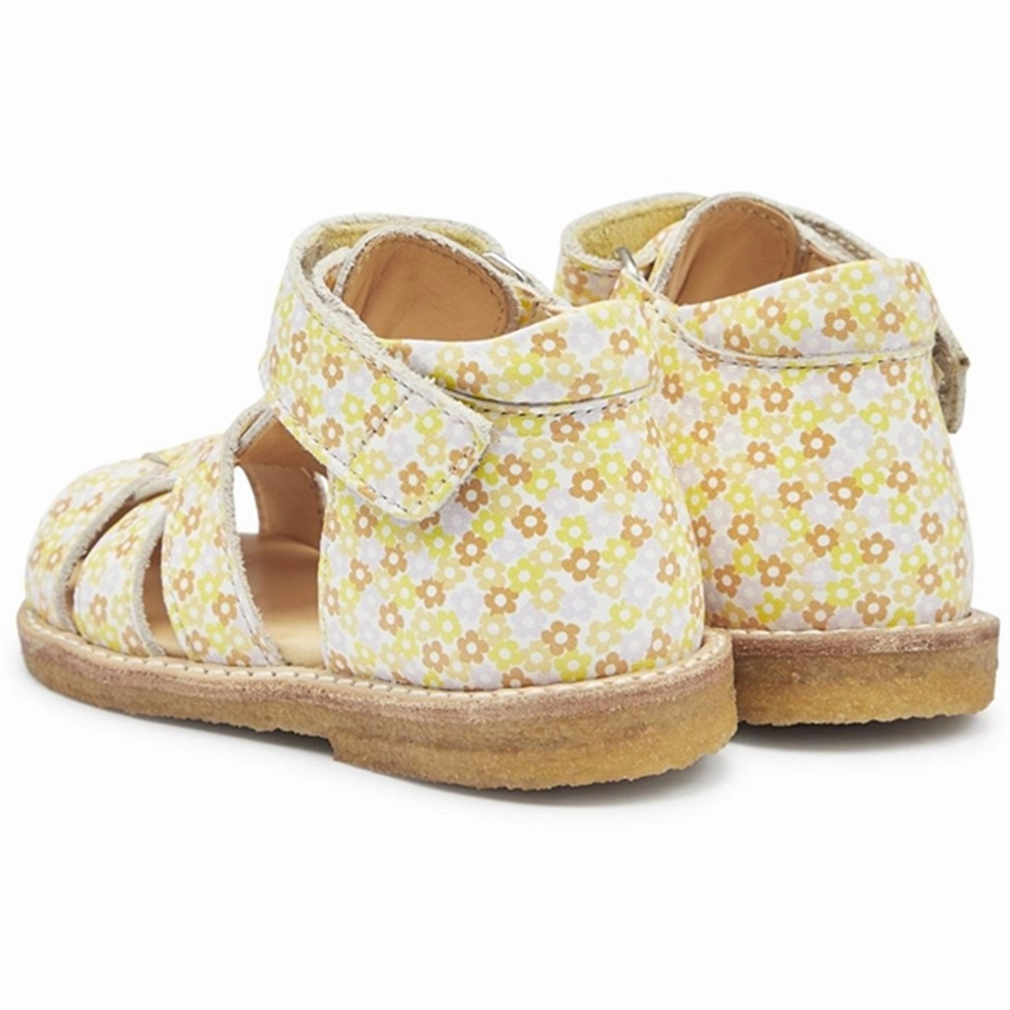 Sporty Footwear for Vacation Angulus Starter Sandals Yellow Flower Print