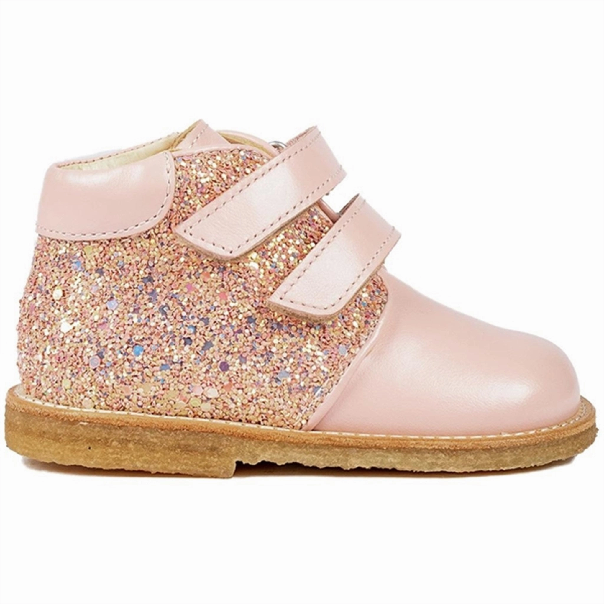 Breath Flow Square Toe Design Angulus Starter Shoe Pale Rose/Rose Glitter