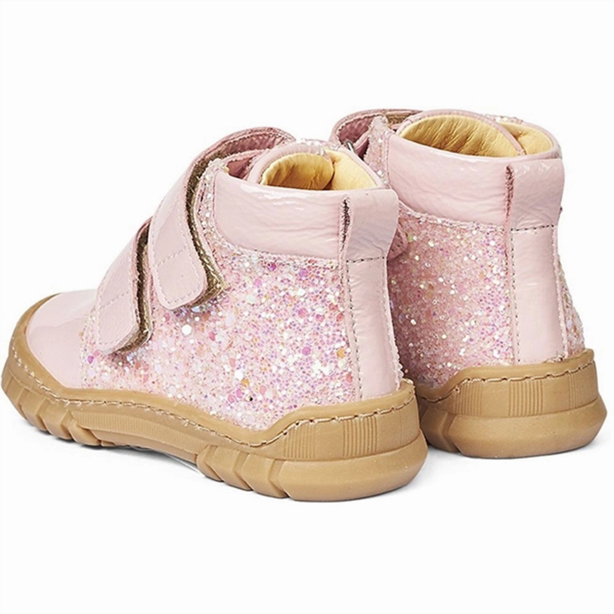 Insta Shot Easy Step Angulus Starter Shoe W. Velcro And Glitter Details Peach/Peach Glitter