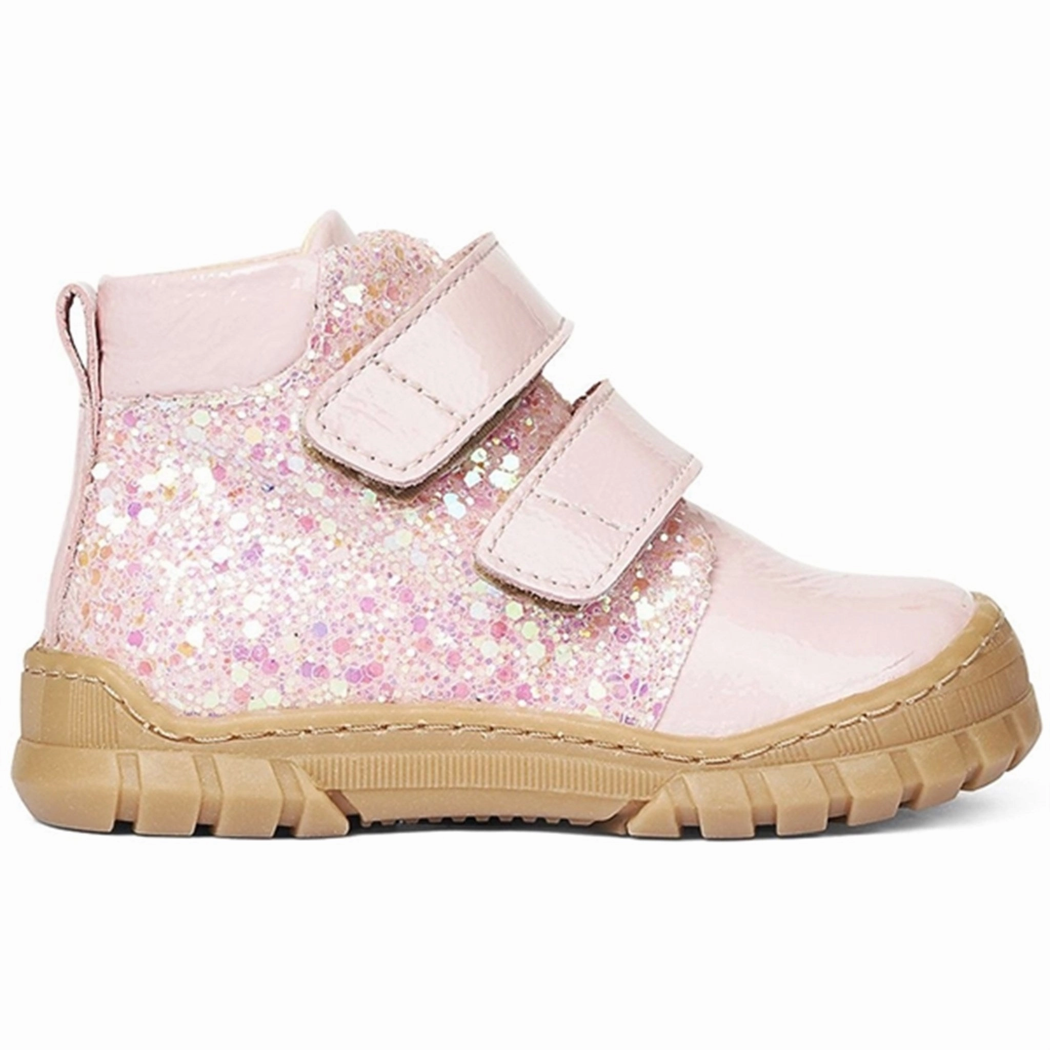 Trail Trek Angulus Starter Shoe W. Velcro And Glitter Details Peach/Peach Glitter