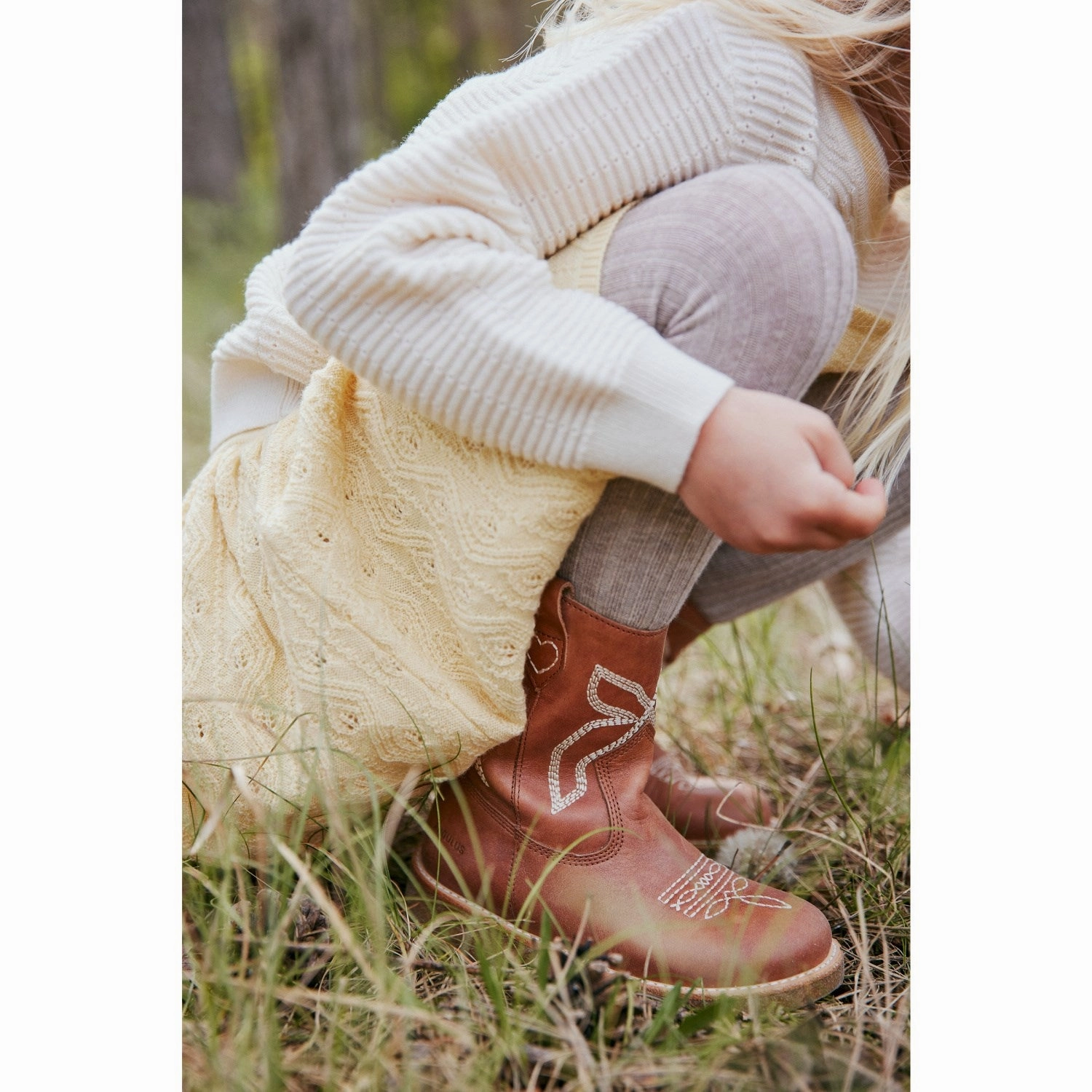 Suede Feel All-Purpose Style Angulus Tan Cowboy Boot