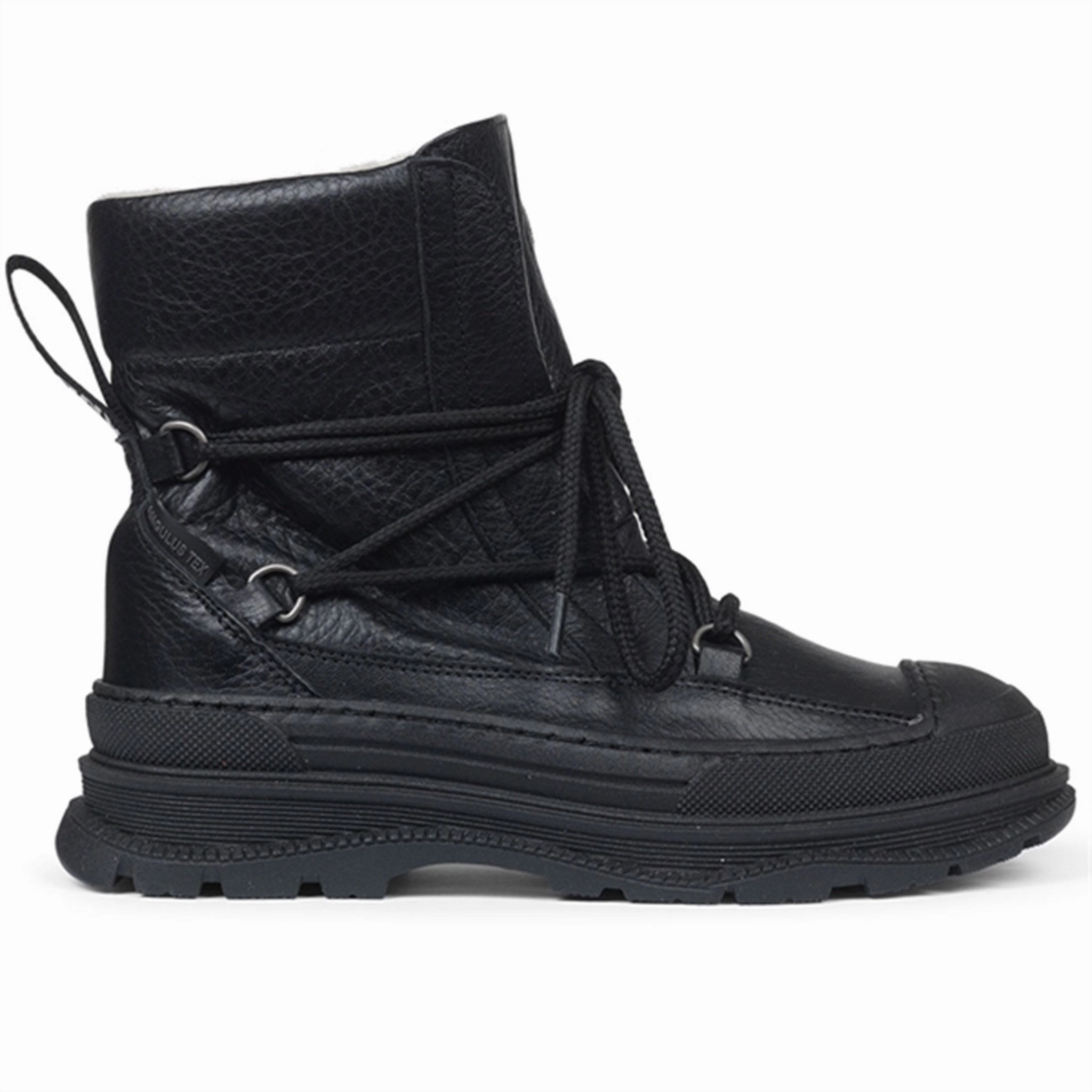 Angulus Tex Boots w Tie And Zipper Black Comfortable Sockliner rubber