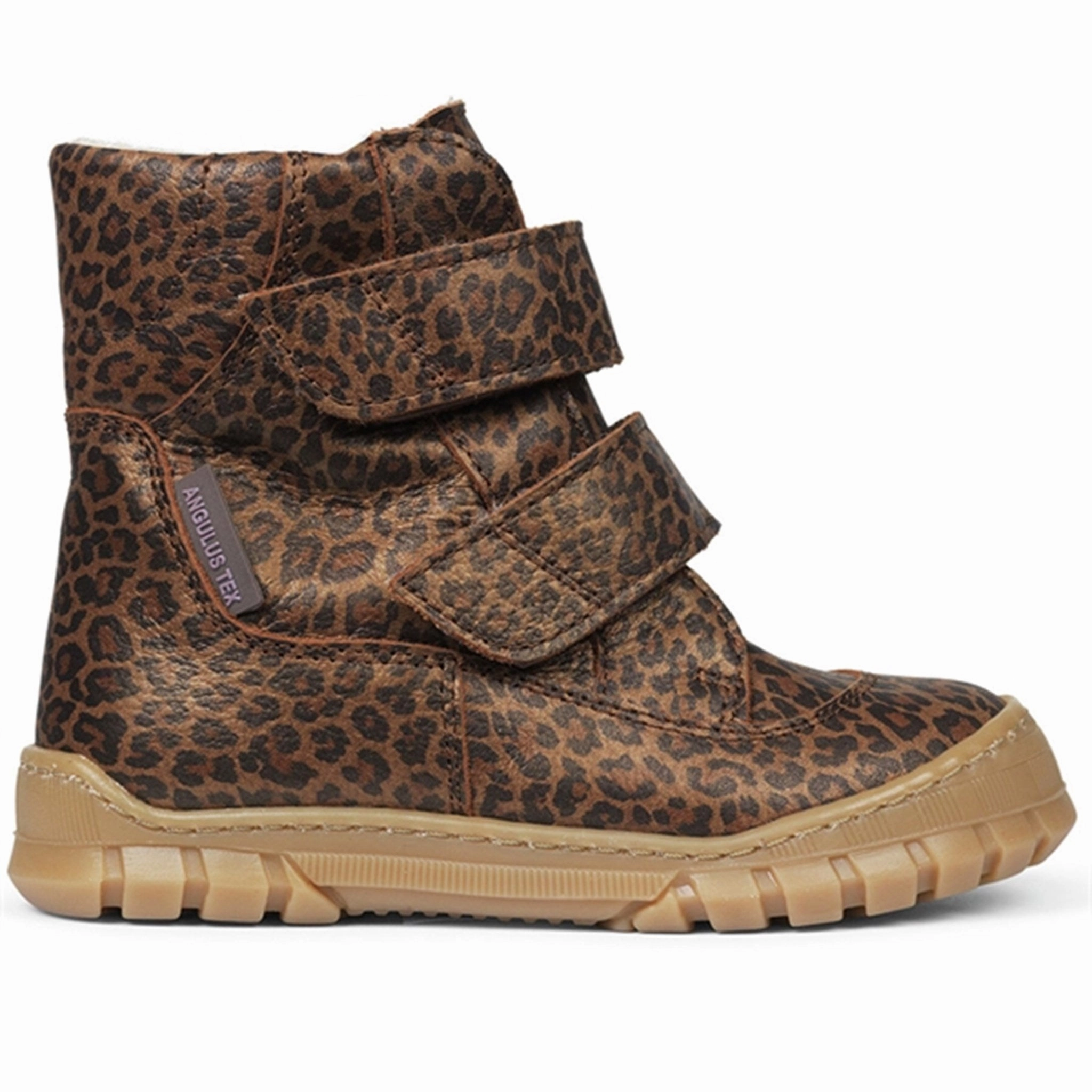 Angulus Tex Boots w Velcro Brown Leo Luggage Ready Mid Rise