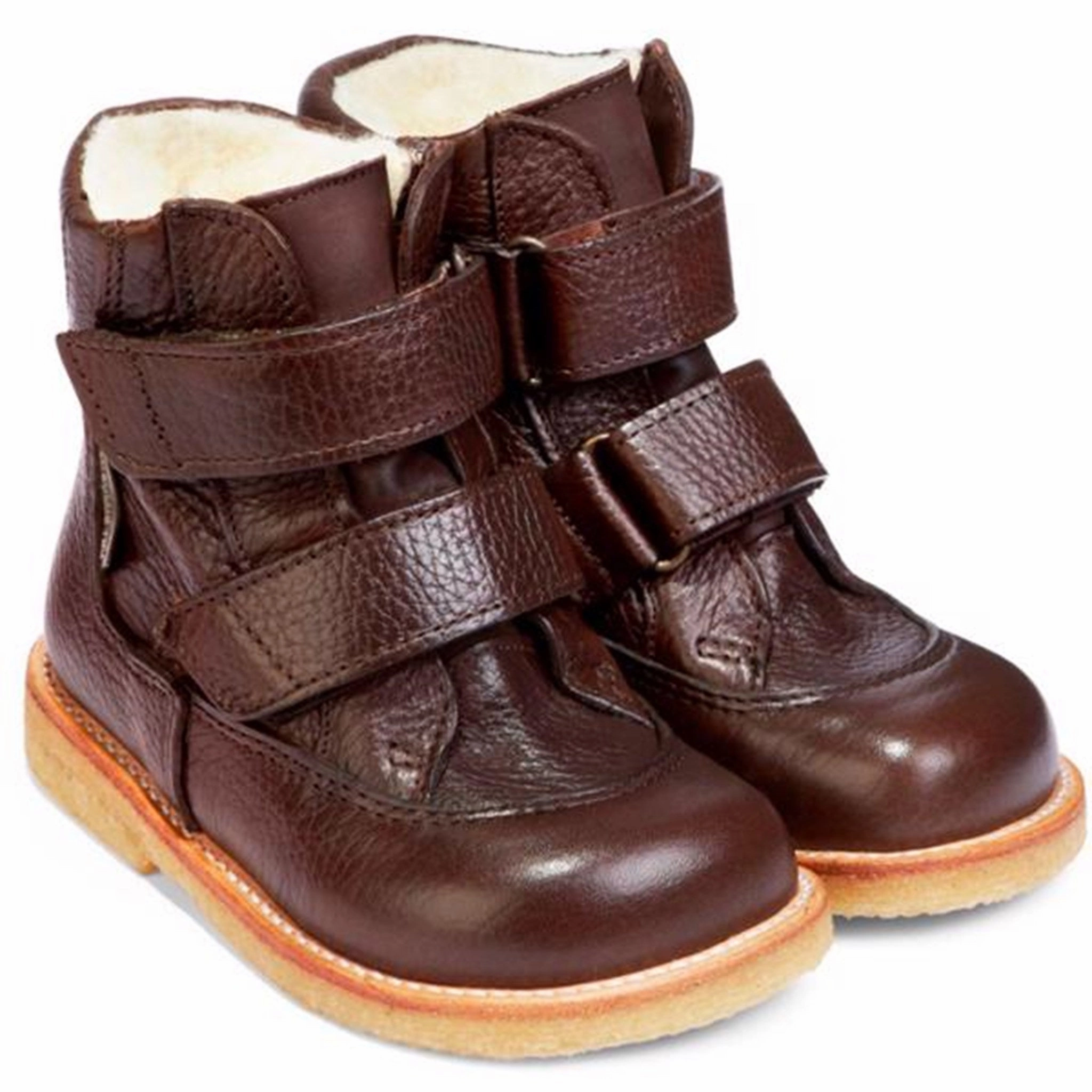 Angulus Tex Boots w. Velcro Dark Brown 2134-101-2505 light texture Zip   Up Design
